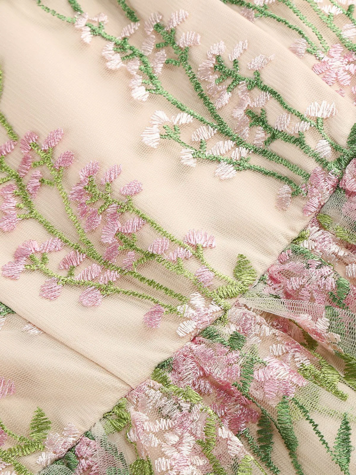 1950er Bestickt Netz Schnürung Herzförmiger Hals Kleid - Image 11