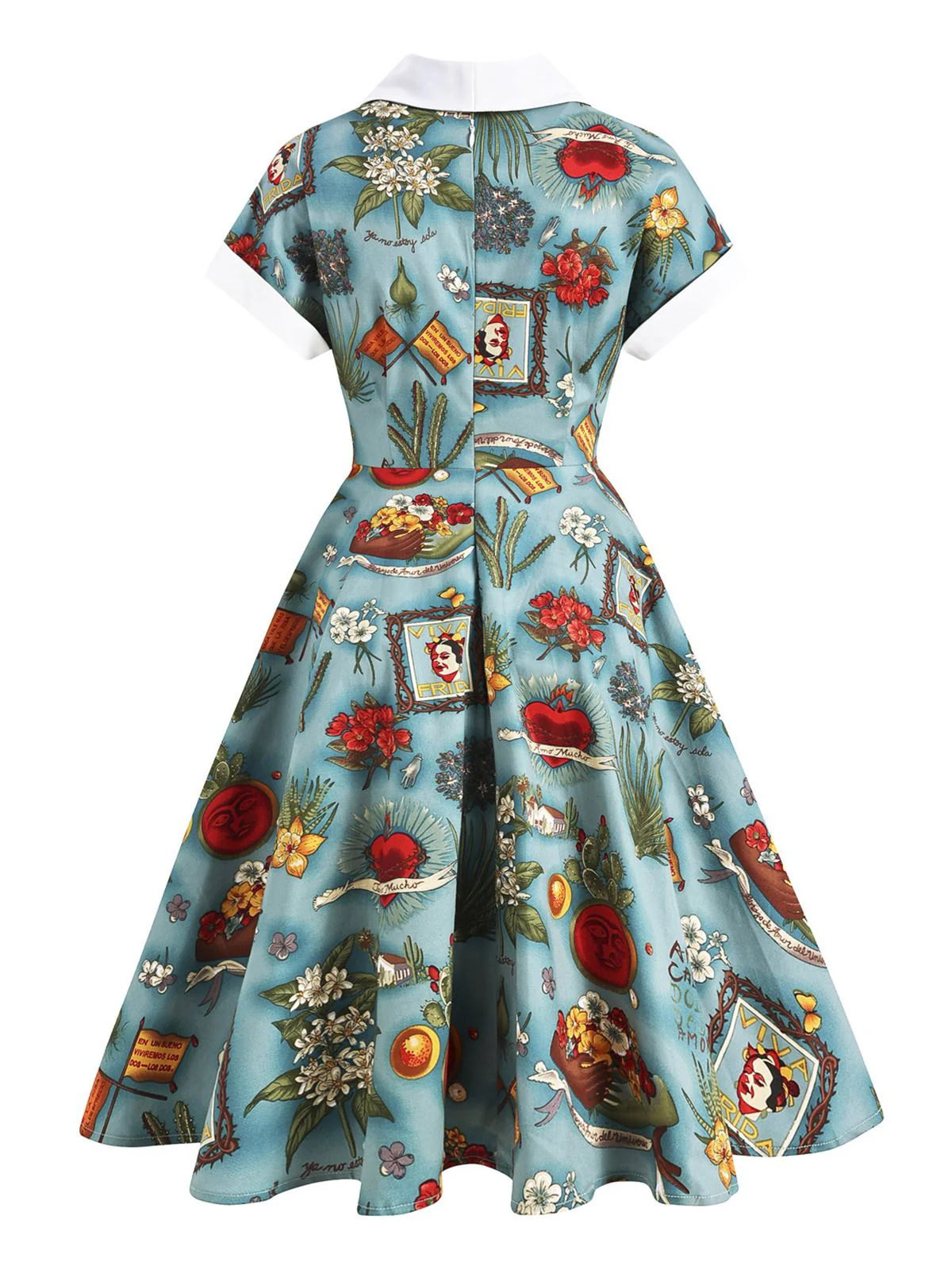 1950ER BLAU KURZARM SWIGN KLEIDER - Image 2