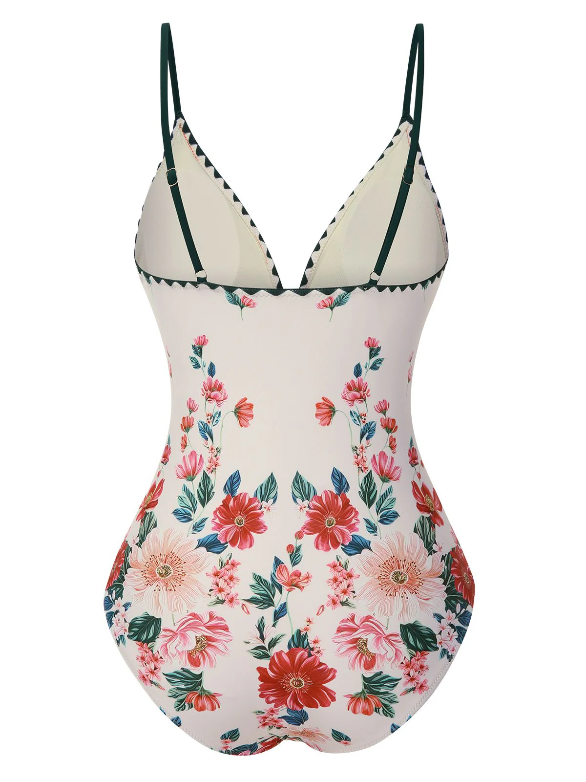 1950er Blumen Drucken Spaghetti TrÀger Badeanzug - Image 3