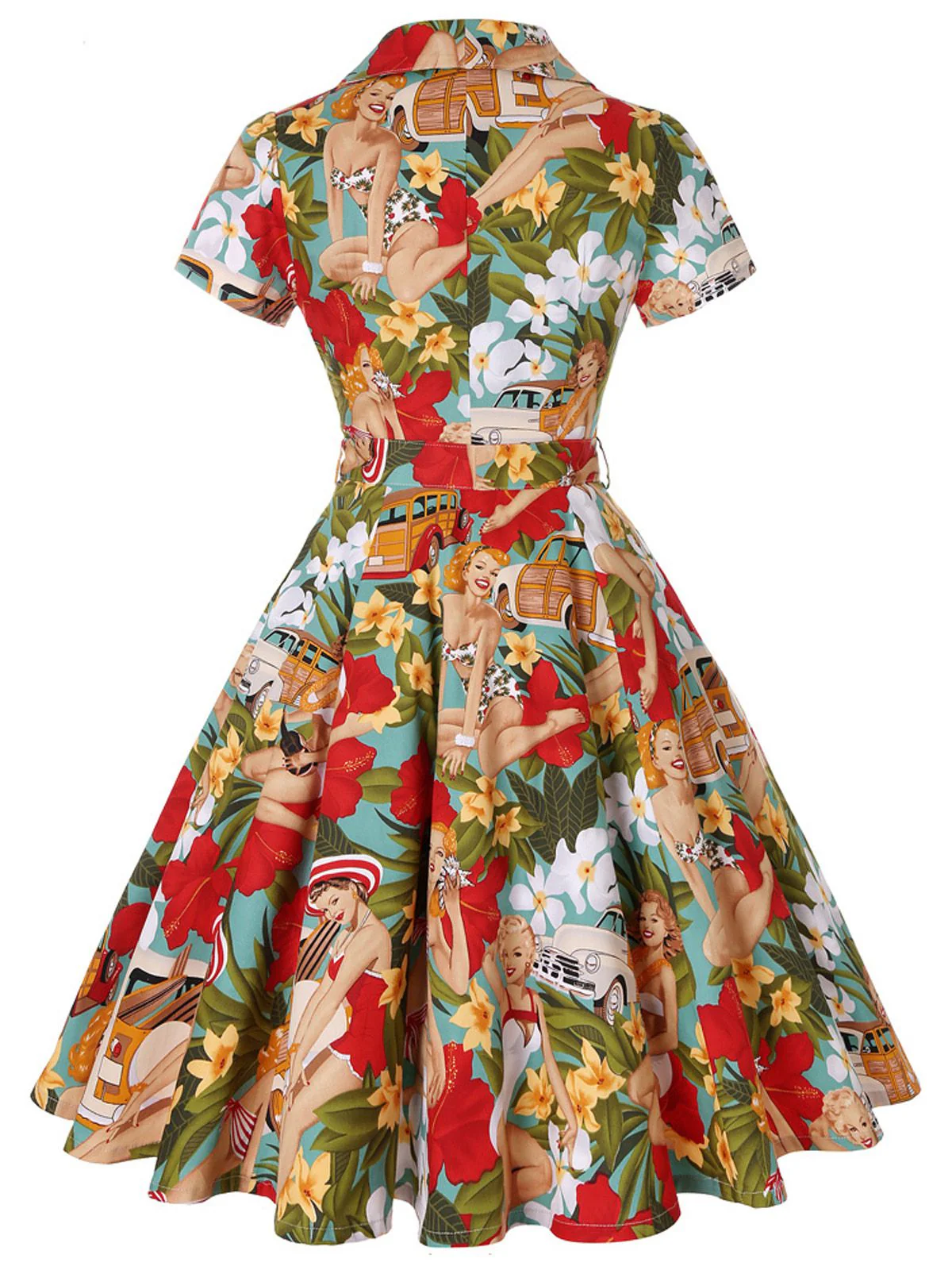 1950ER BLUMEN KURZARM SWING BLUSE KLEID - Image 5