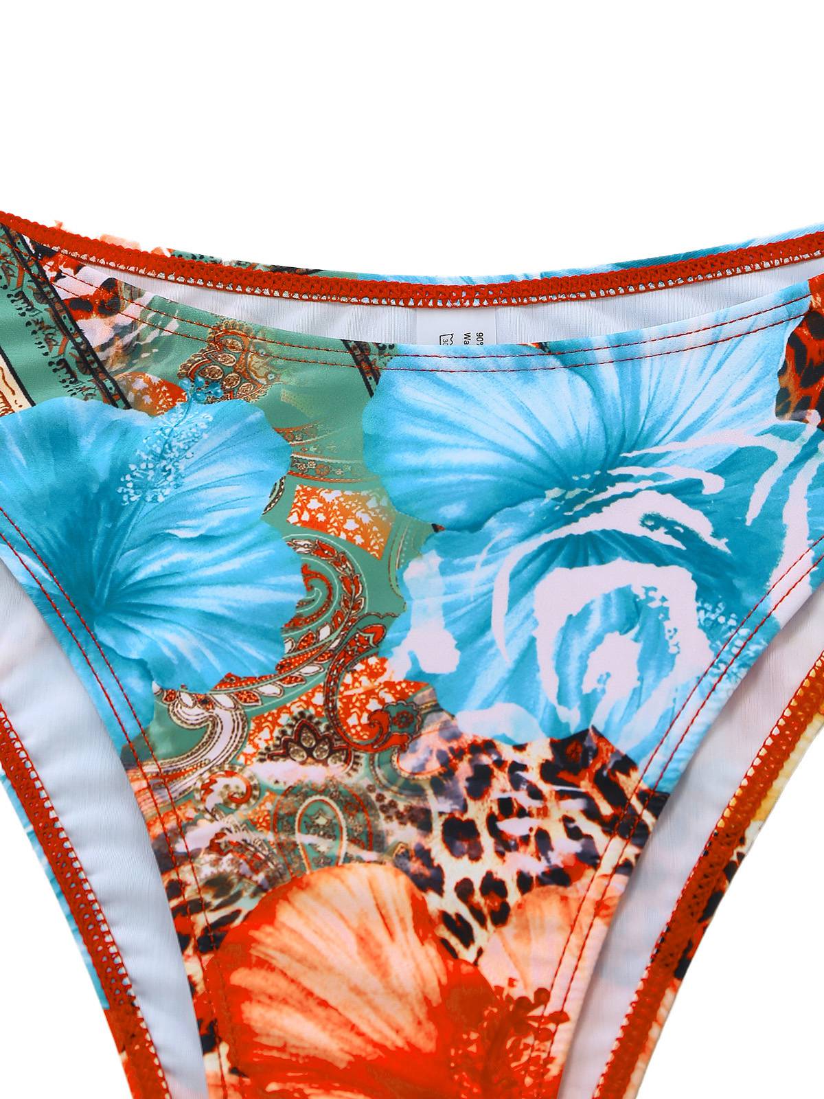 1950er Blumen Leopard Halter Bikini Set & Cover-Up - Image 6