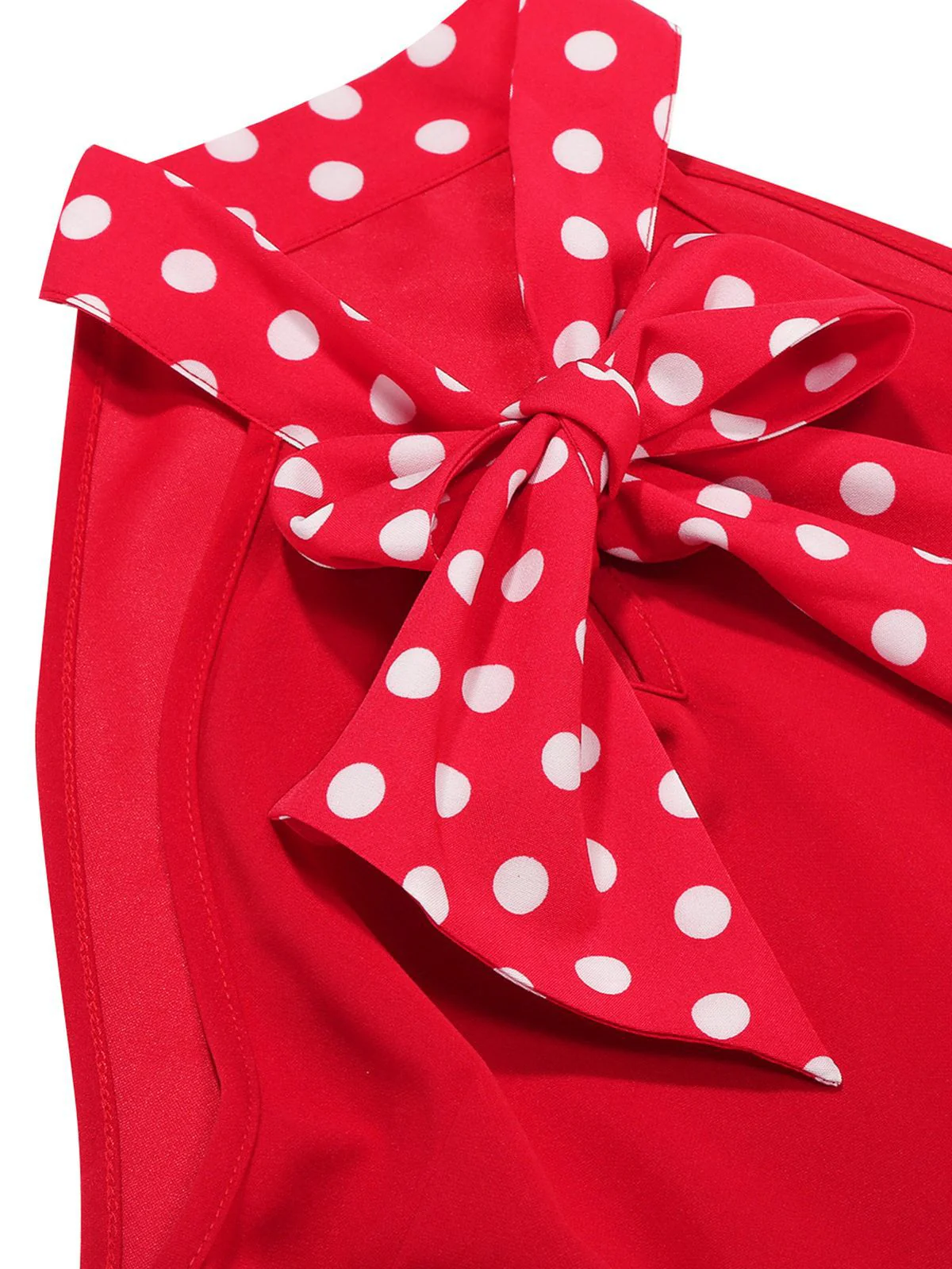 1950er Bogen Binde-Hals Polka Punkte Gürtel Kleid - Image 6