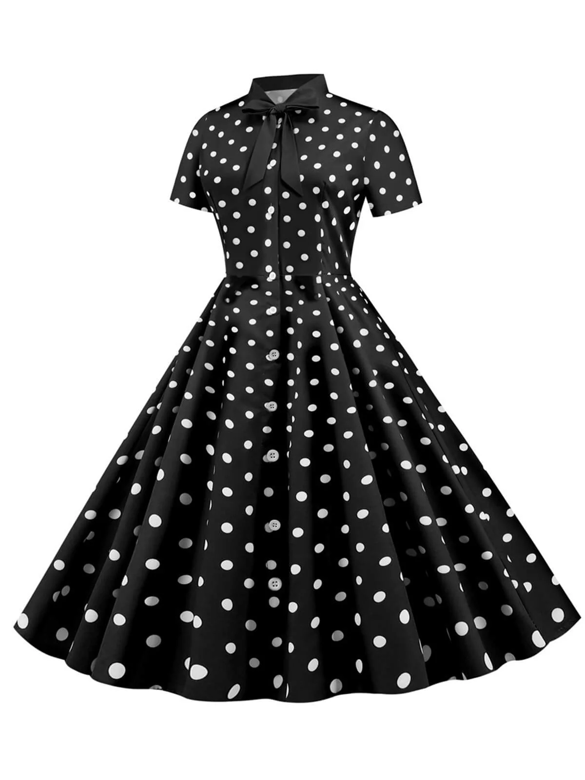 1950er Bogen Kragen Streifen Punkten Swing Kleid - Image 11