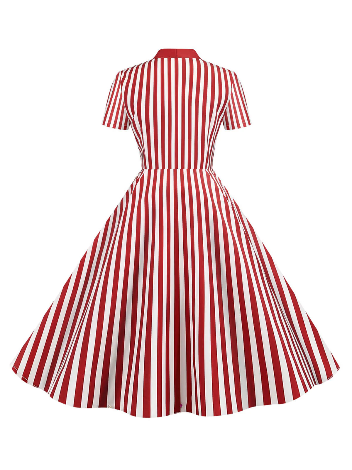 1950er Bogen Kragen Streifen Punkten Swing Kleid - Image 6