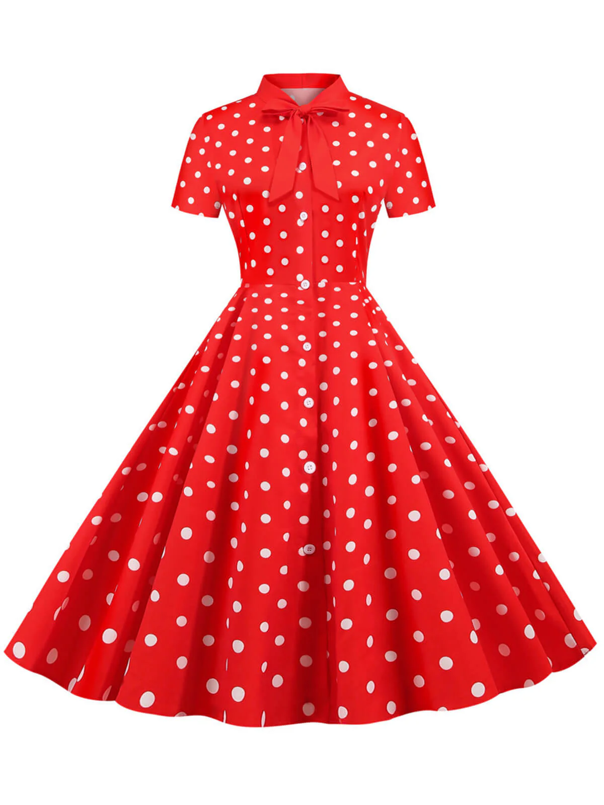1950er Bogen Kragen Streifen Punkten Swing Kleid - Image 7