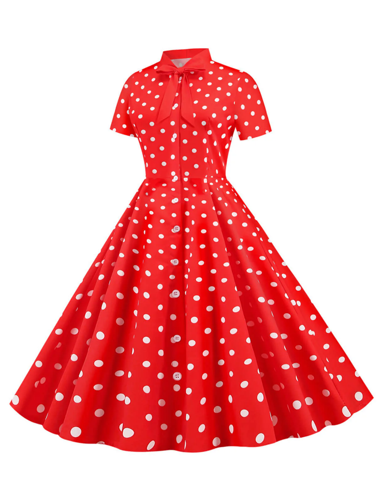 1950er Bogen Kragen Streifen Punkten Swing Kleid - Image 8
