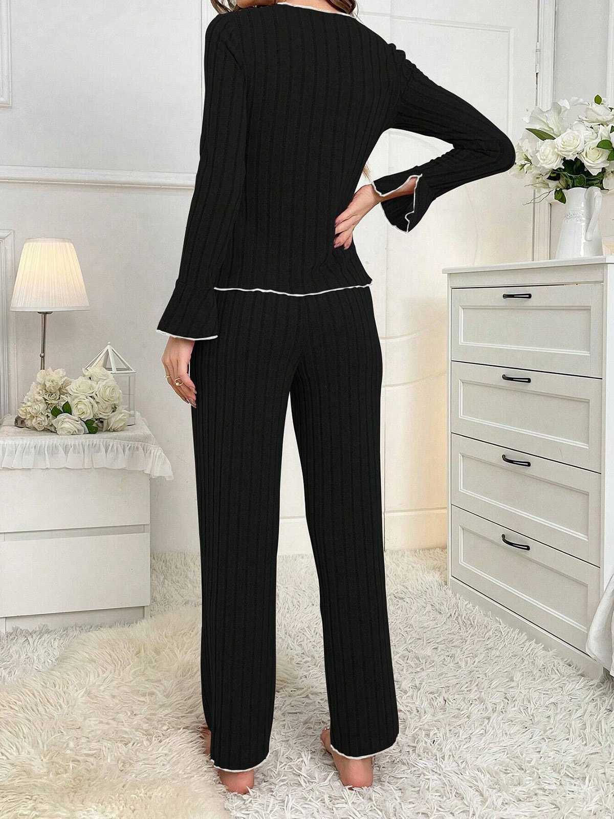 1950er Bogen Stricken Rüschen Lang Pyjama Set - Image 10