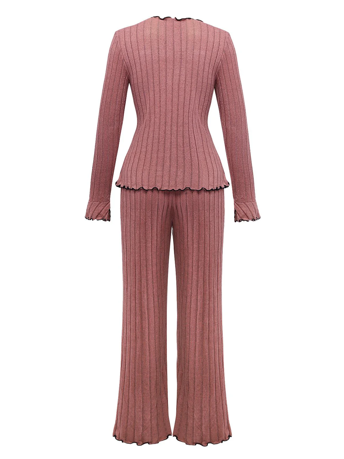 1950er Bogen Stricken Rüschen Lang Pyjama Set - Image 2