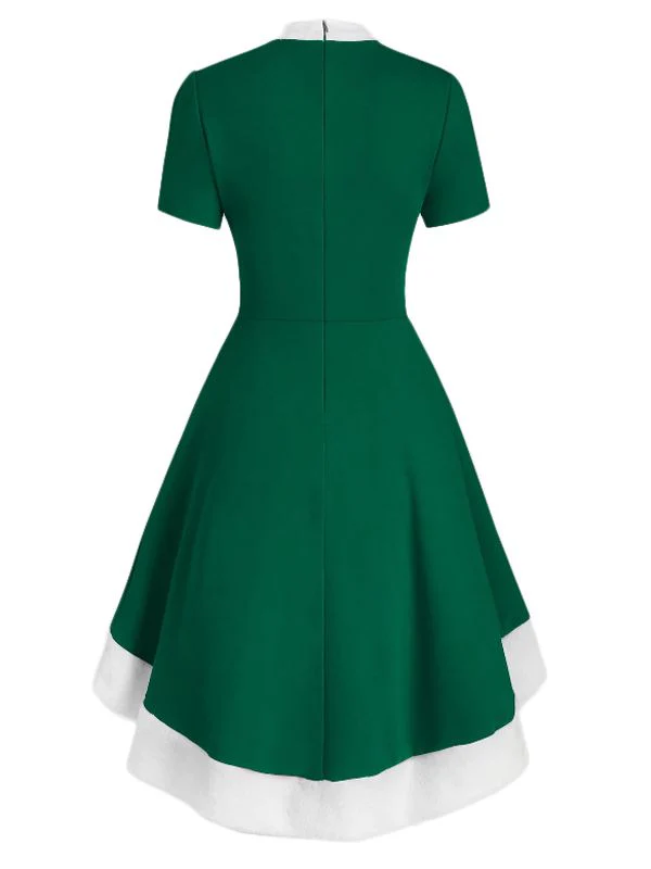 Rot 1950er Weihnachten Bogen Kragen Swing Kleid - Image 6