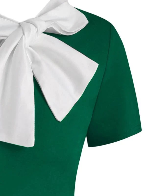 Rot 1950er Weihnachten Bogen Kragen Swing Kleid - Image 7