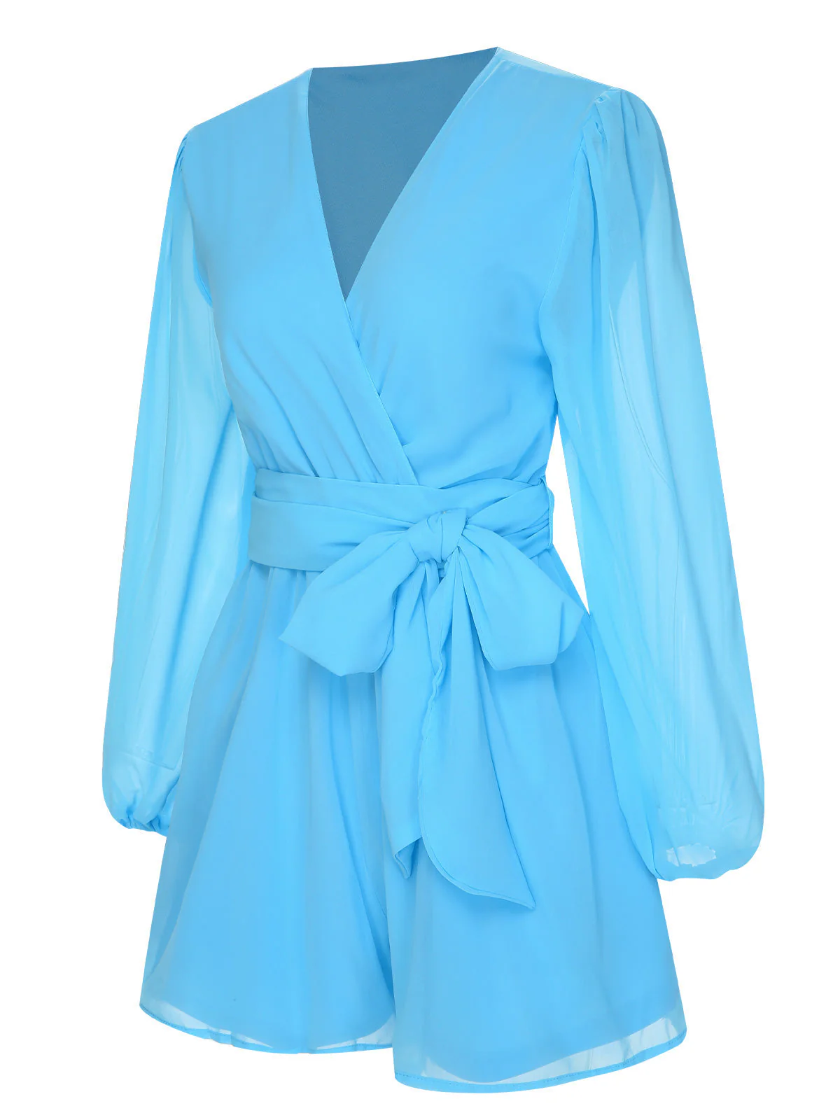 1950er Chiffon Laternenärmel Waist Krawatte Romper - Image 8
