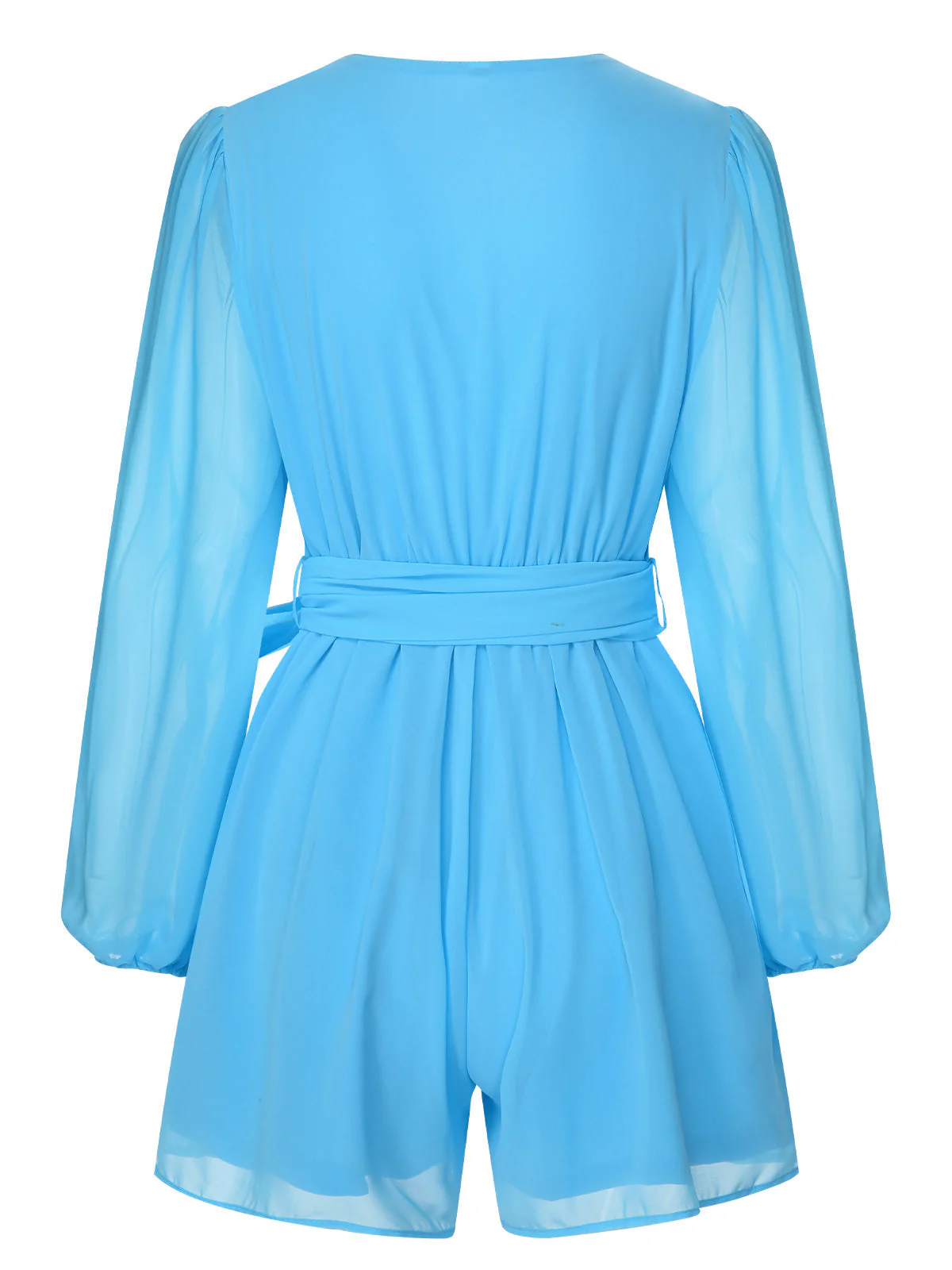 1950er Chiffon Laternenärmel Waist Krawatte Romper - Image 9