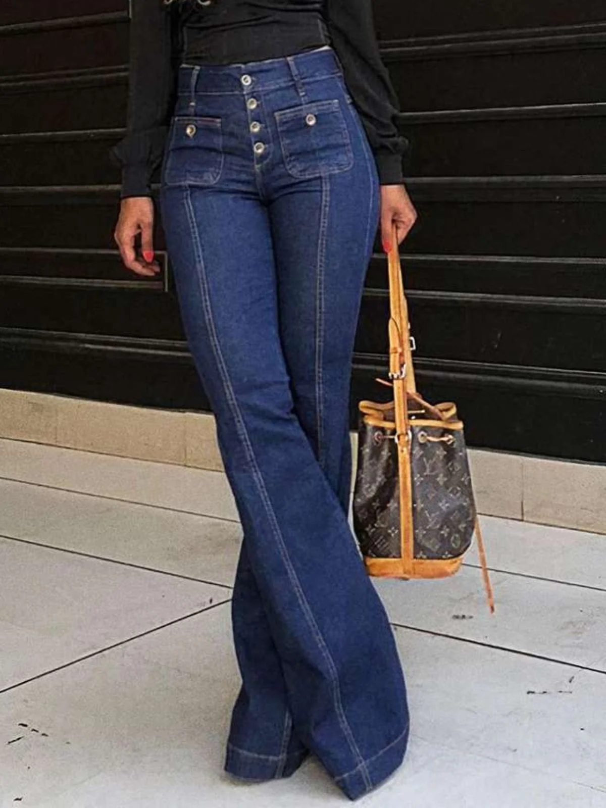 1950er Denim Ausgestellt Taschen Lange Jeans - Image 2