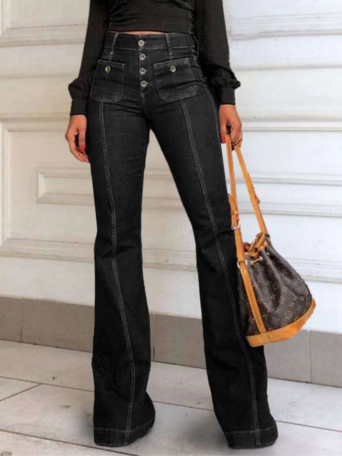 1950er Denim Ausgestellt Taschen Lange Jeans - Image 5