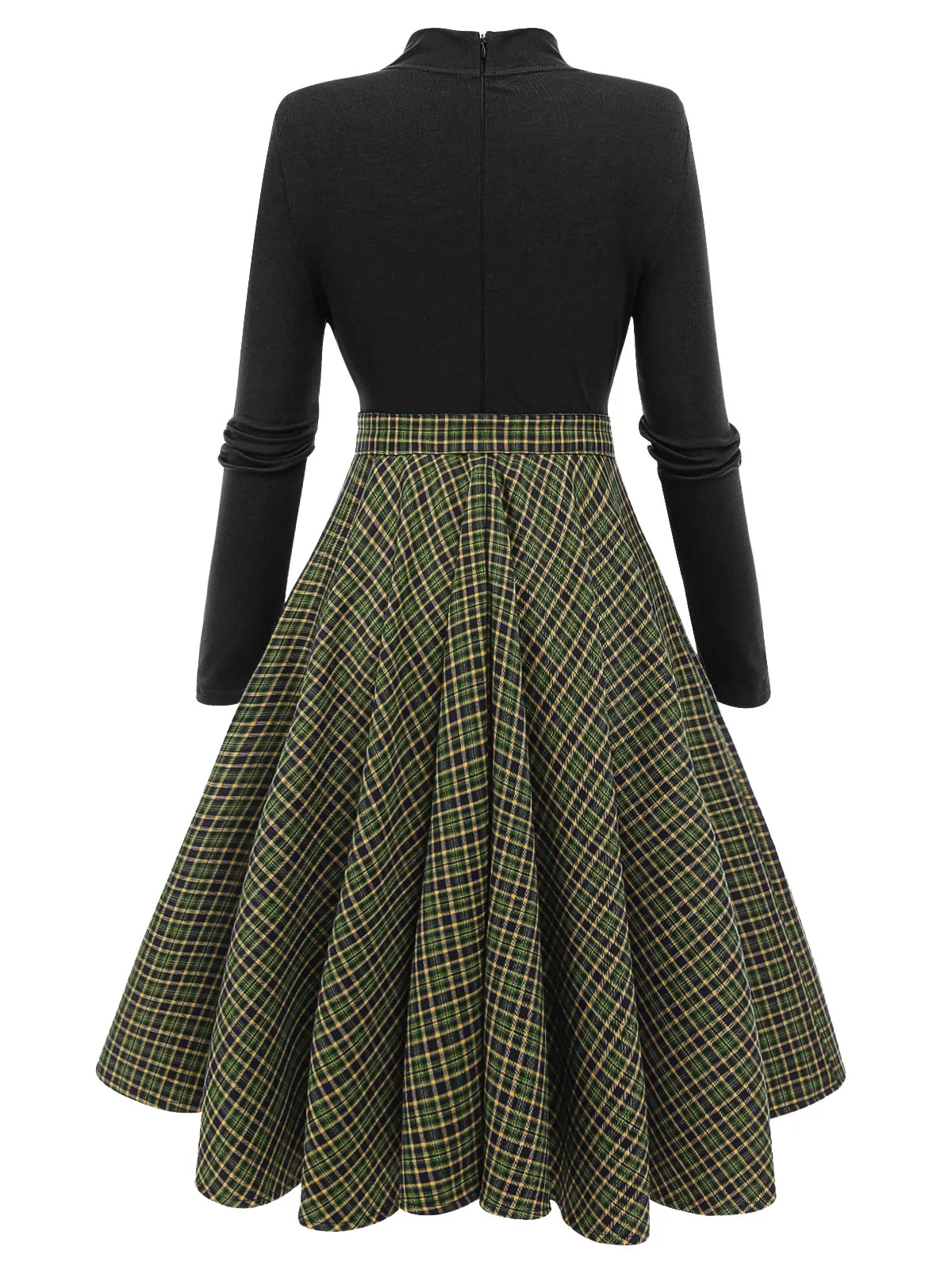 [Vorverkauf] Dunkelgrün 1950er Kariert Strickkleid - Image 13