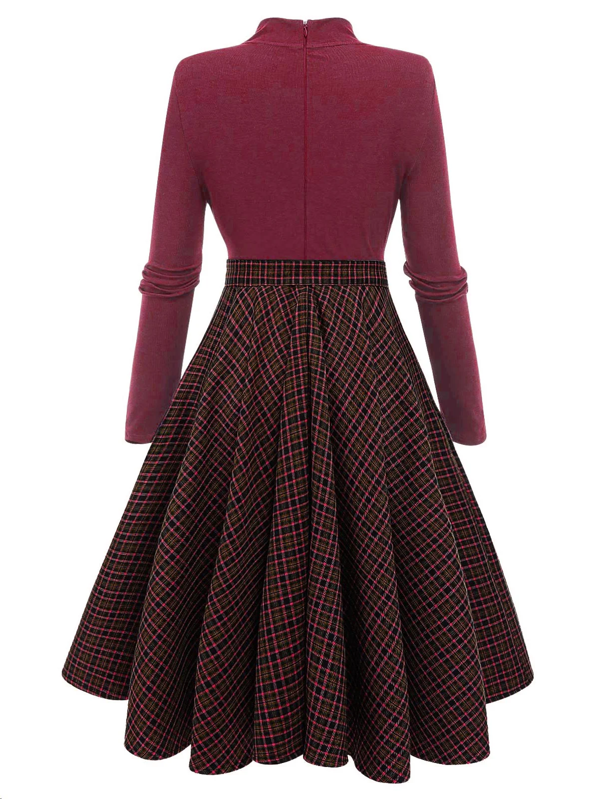 [Vorverkauf] Dunkelgrün 1950er Kariert Strickkleid - Image 11