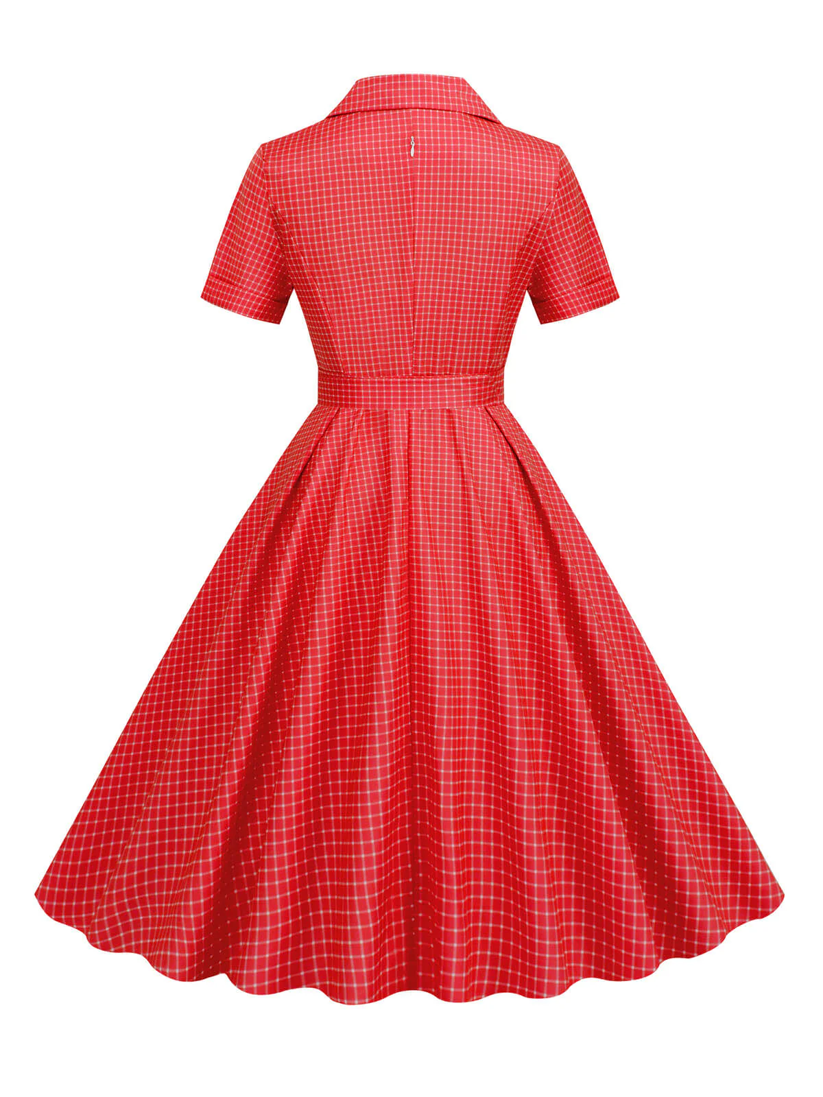 1950er Fensterscheibe Kariertes Revers Swing Kleid - Image 3