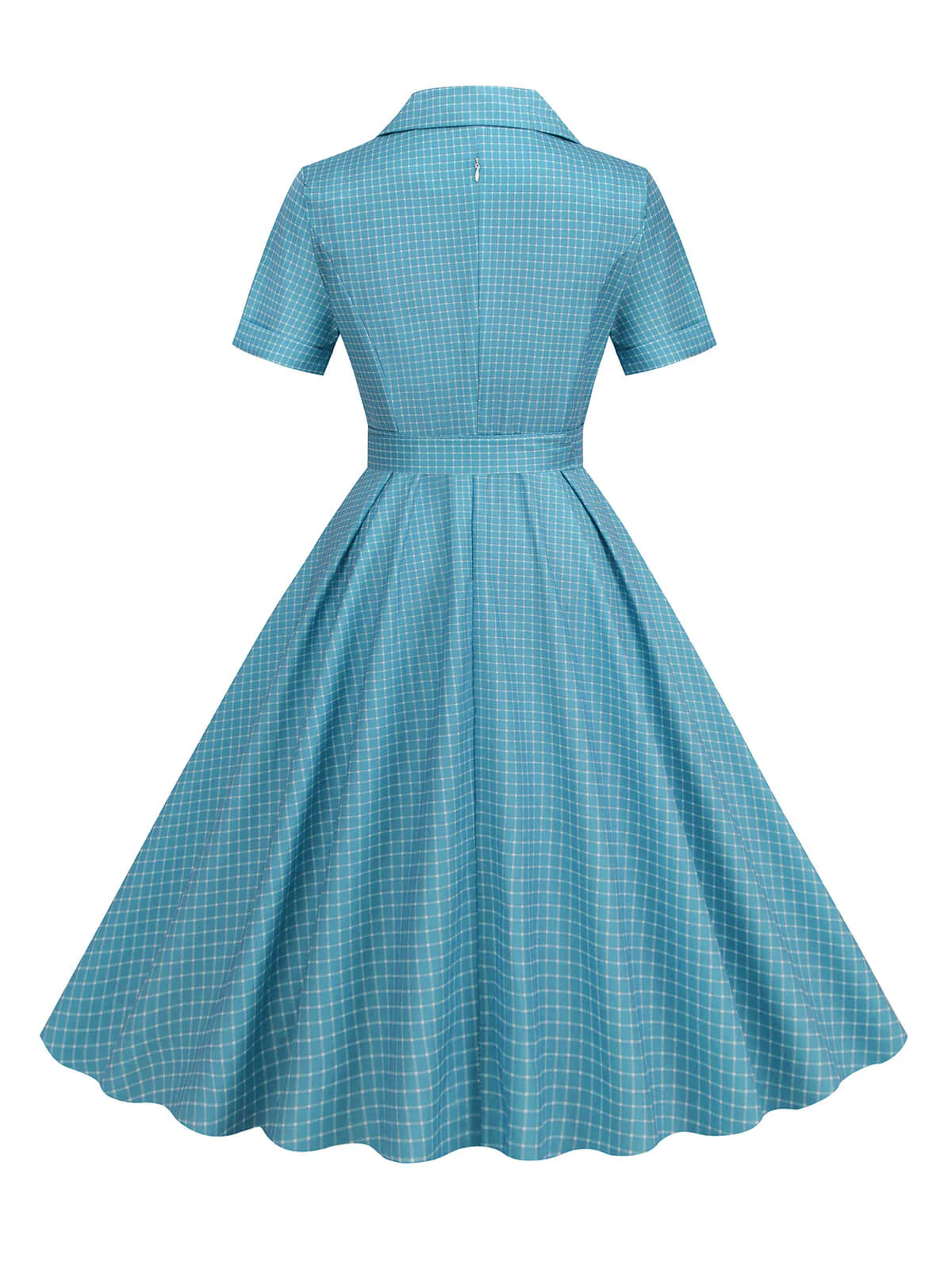 1950er Fensterscheibe Kariertes Revers Swing Kleid - Image 6