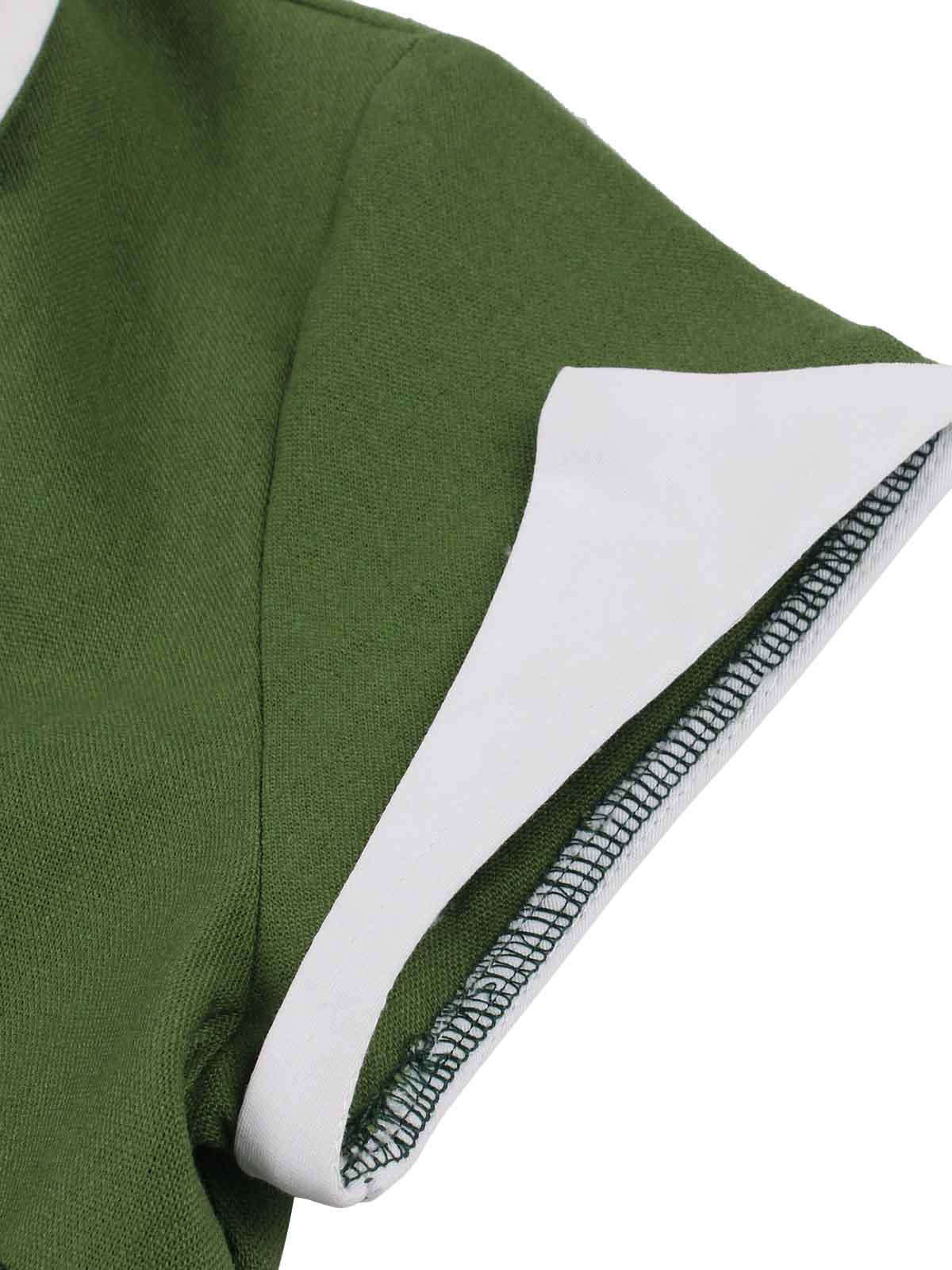 1950er Festes Farbe Patchwork Revers Knopfkleid - Image 7