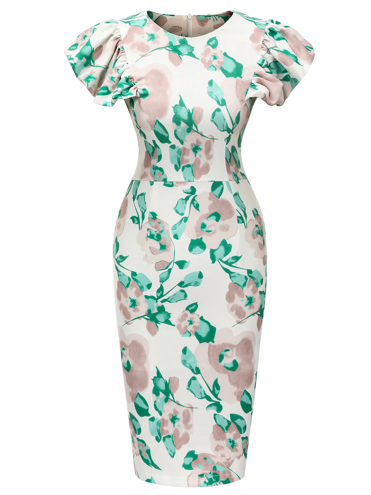 1950er Floral Puffärmel Bleistiftkleid - Image 2