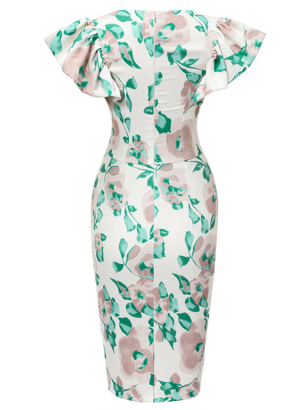 1950er Floral Puffärmel Bleistiftkleid - Image 4