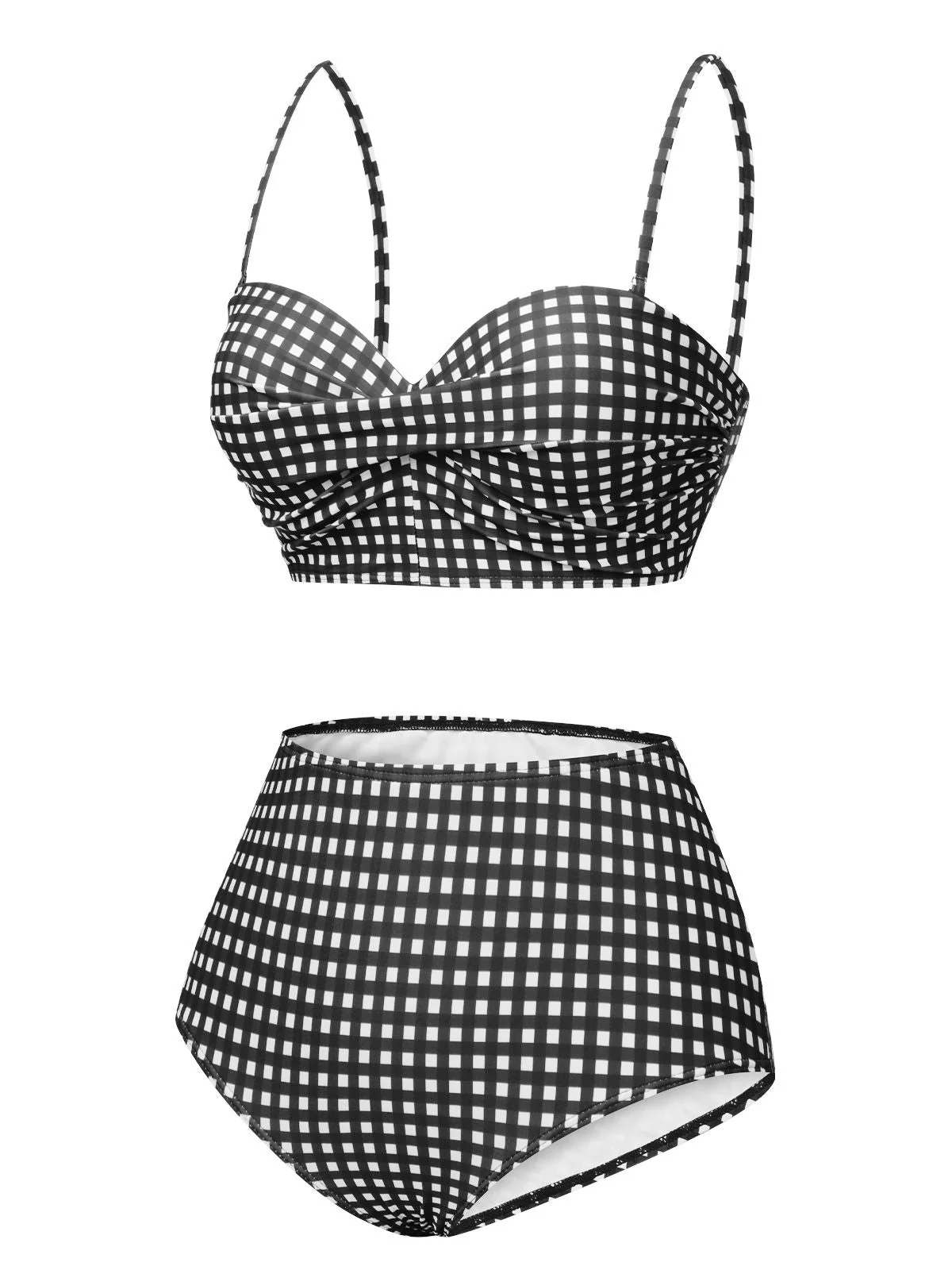 1950er Gingham Plaid Schlinge Badeanzug - Image 14