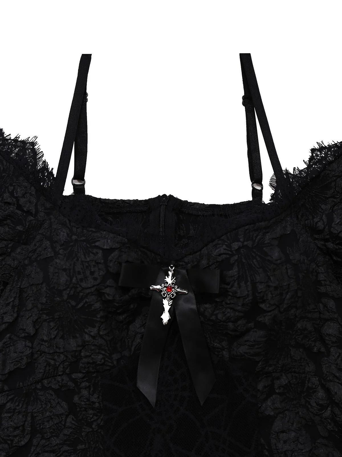 1950er Gothic Halloween Spinnennetz & Kreuz Strukturiert Kleid - Image 4
