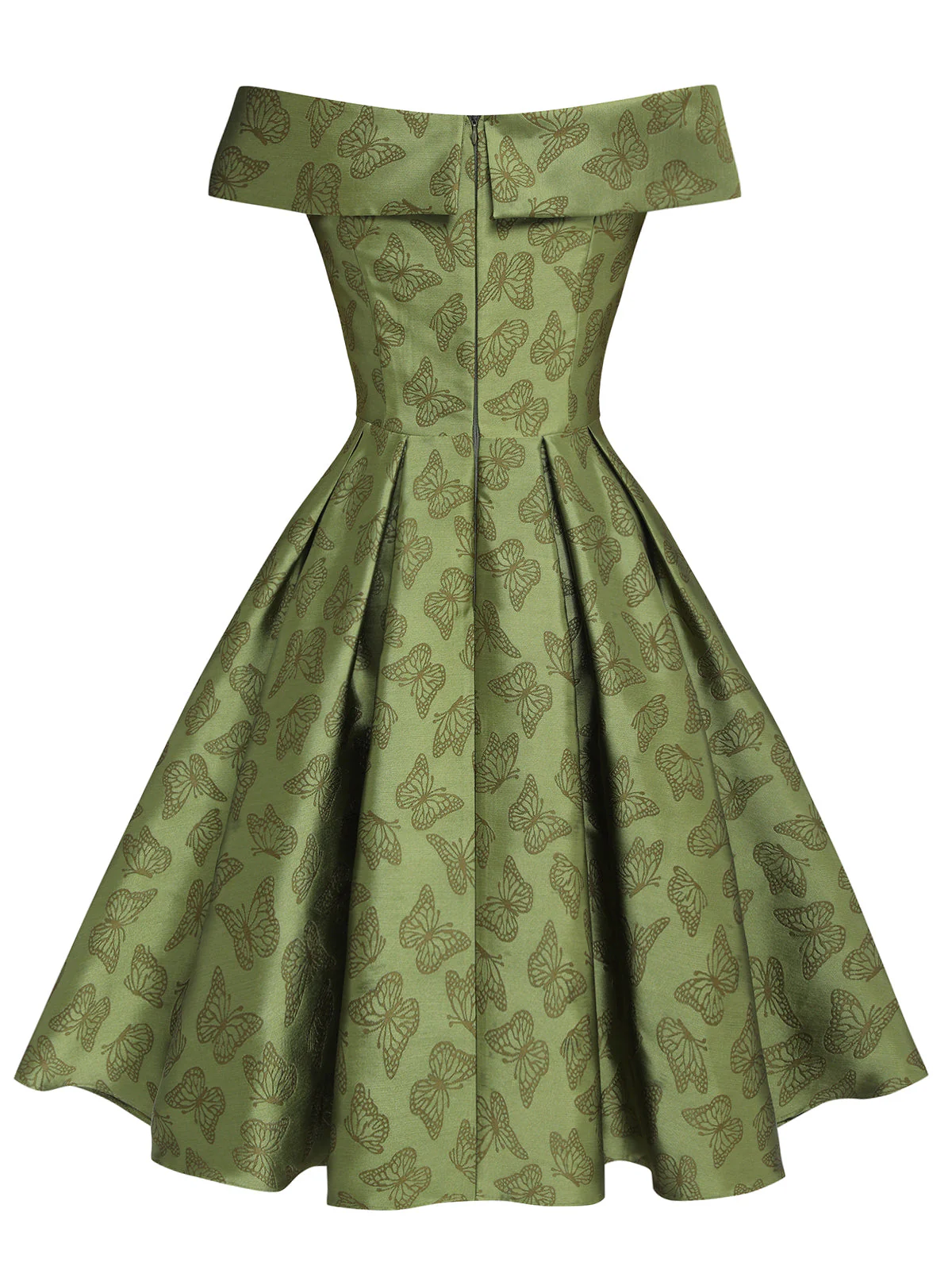 1950ER GRÜNES SCHULTERFREIES VINTAGE Schmetterling KLEID - Image 7