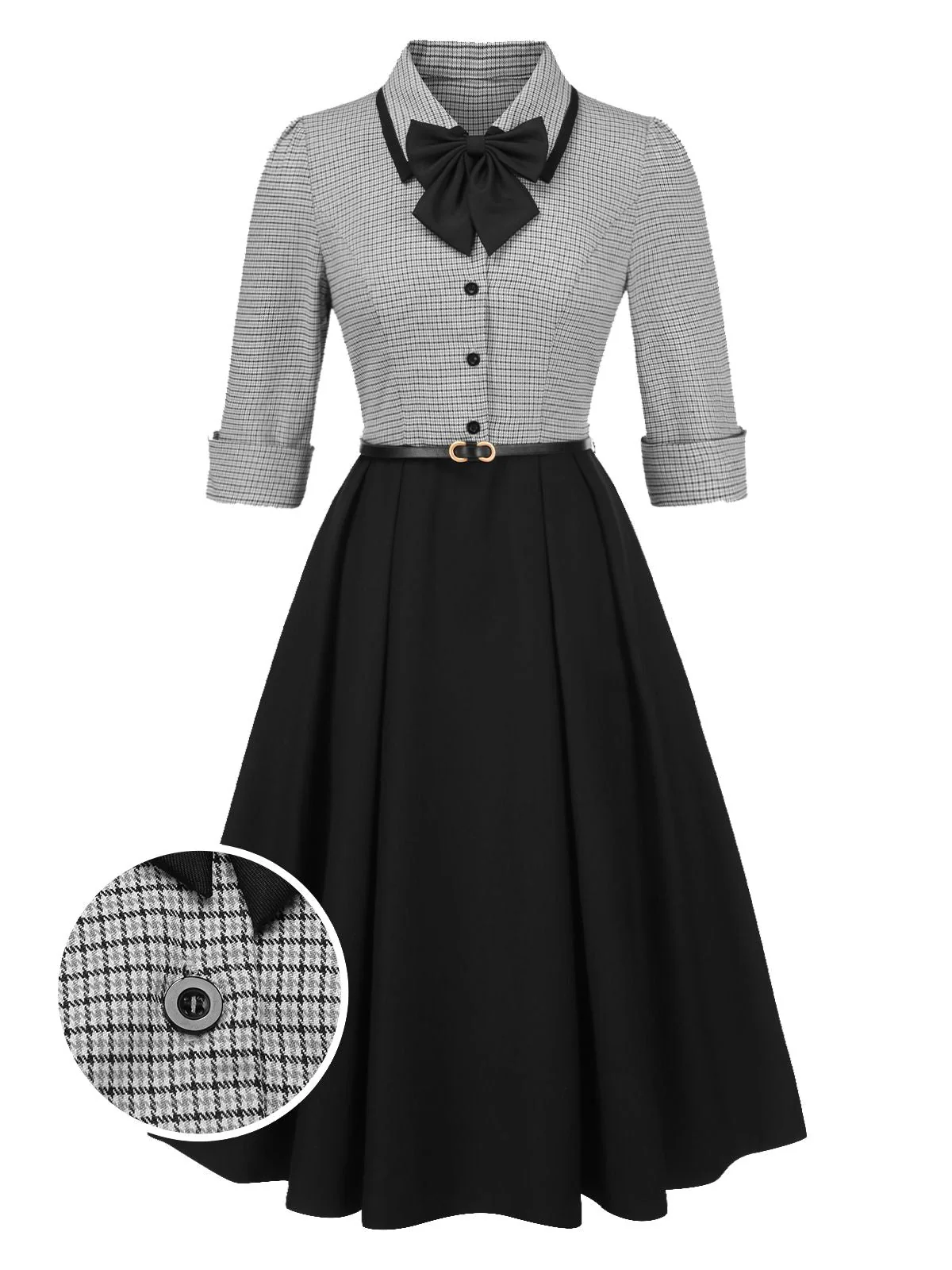 1950er Hahnentrittmuster Abnehmbar Bogen Kleid - Image 2