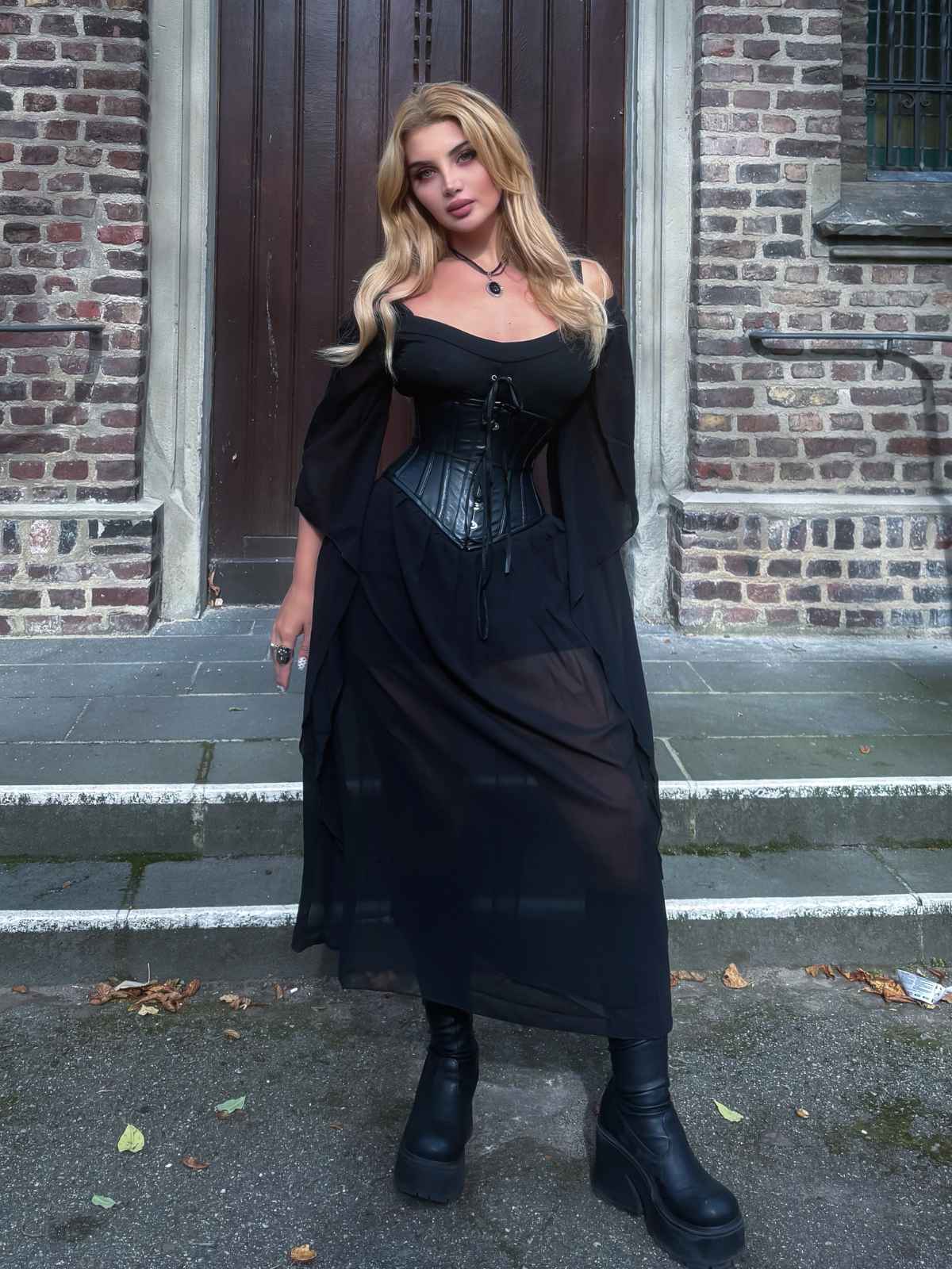 1950er Halloween Gothic Vampir Spitze Patchwork Hexenkleid - Image 3