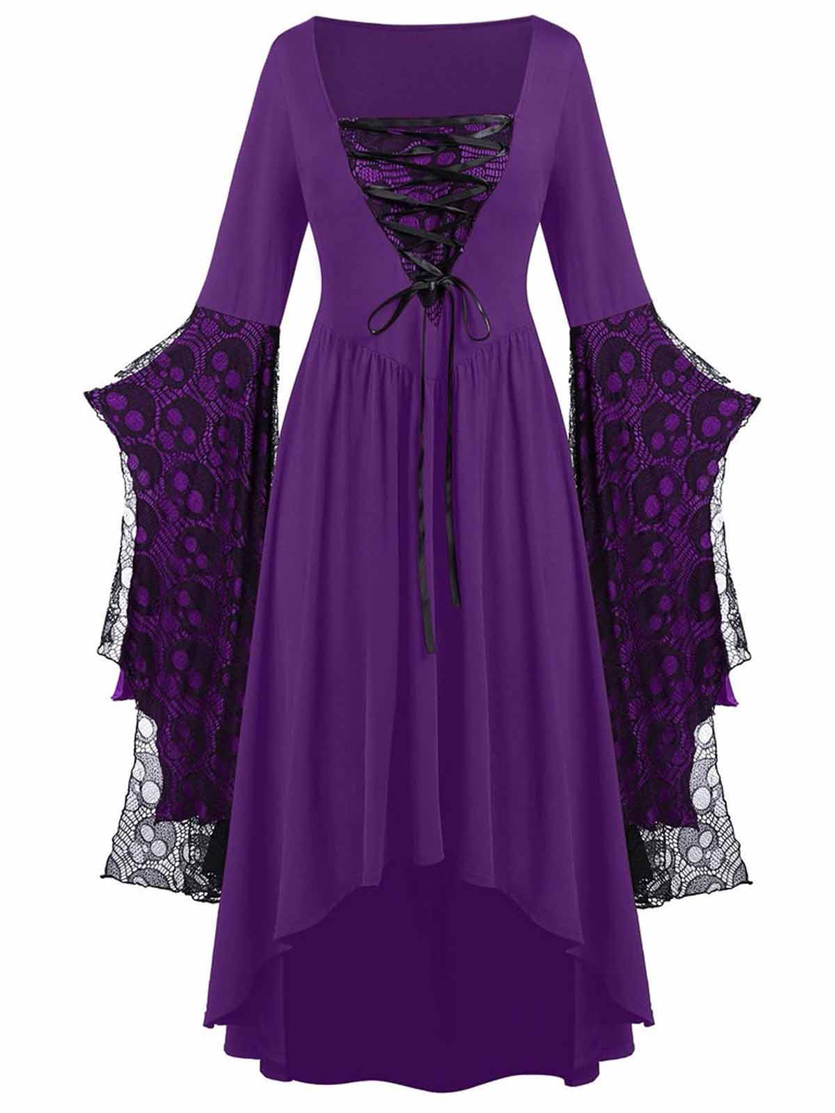 1950er Halloween Gothic Vampir Spitze Patchwork Hexenkleid - Image 5