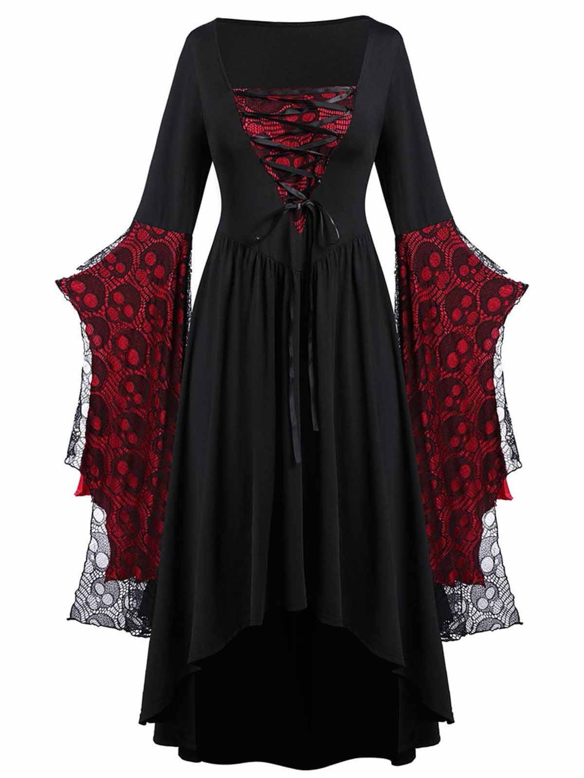 1950er Halloween Gothic Vampir Spitze Patchwork Hexenkleid - Image 6