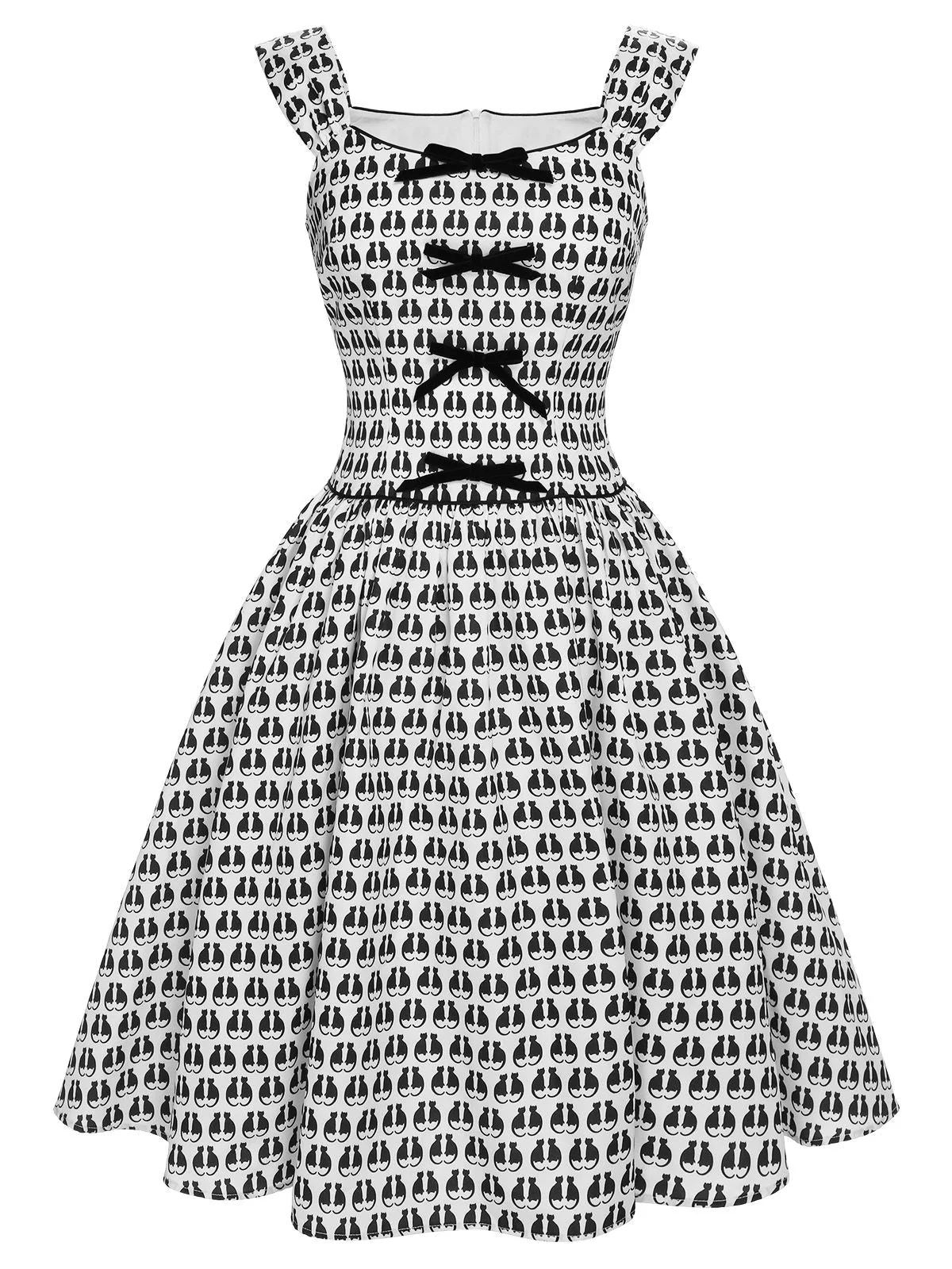 1950er Halloween-Katzenprint-Samtschleifenkleid - Image 2