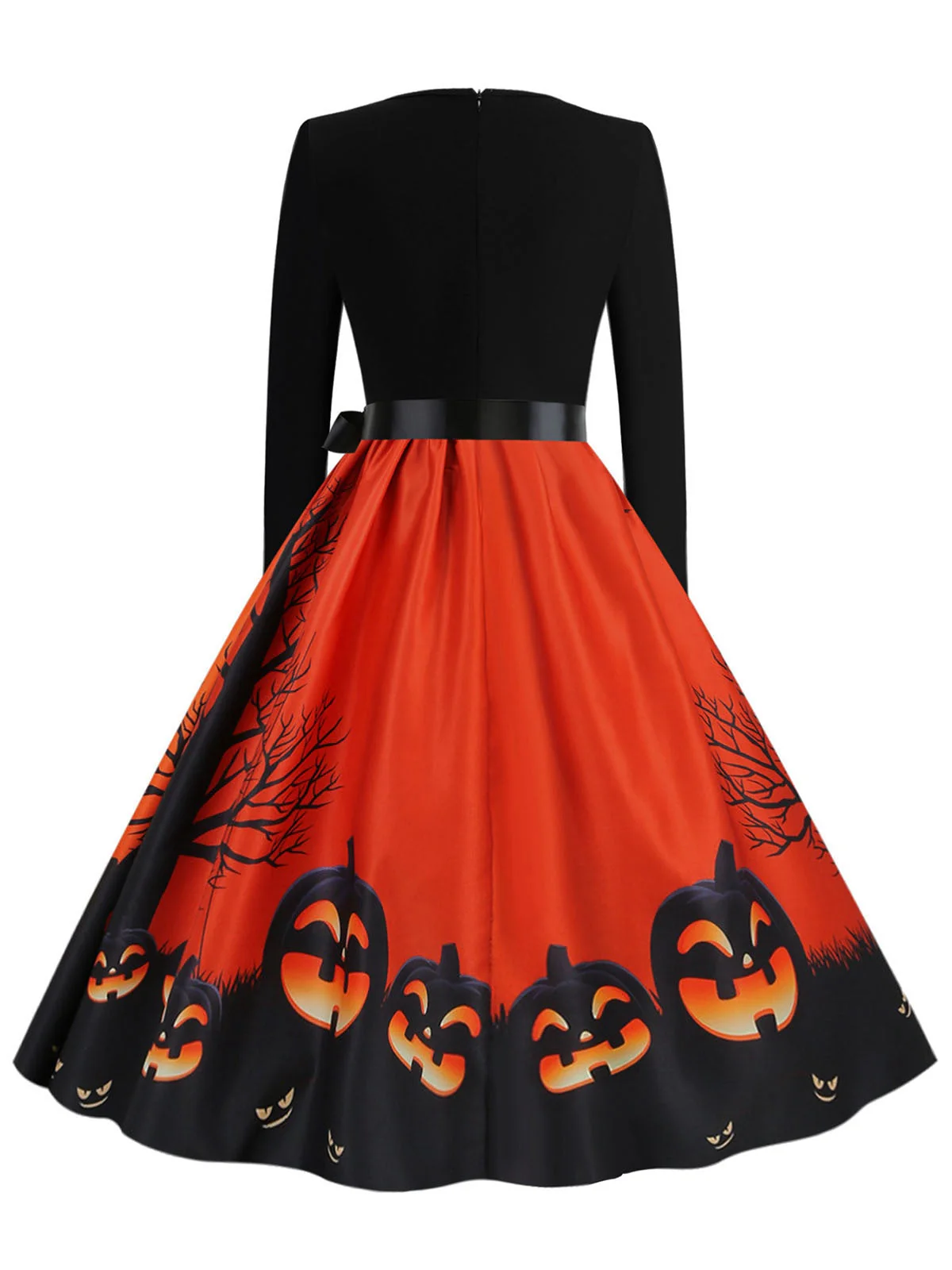 1950er Halloween Kürbis Patchwork Lange Ärmel Kleid - Image 3