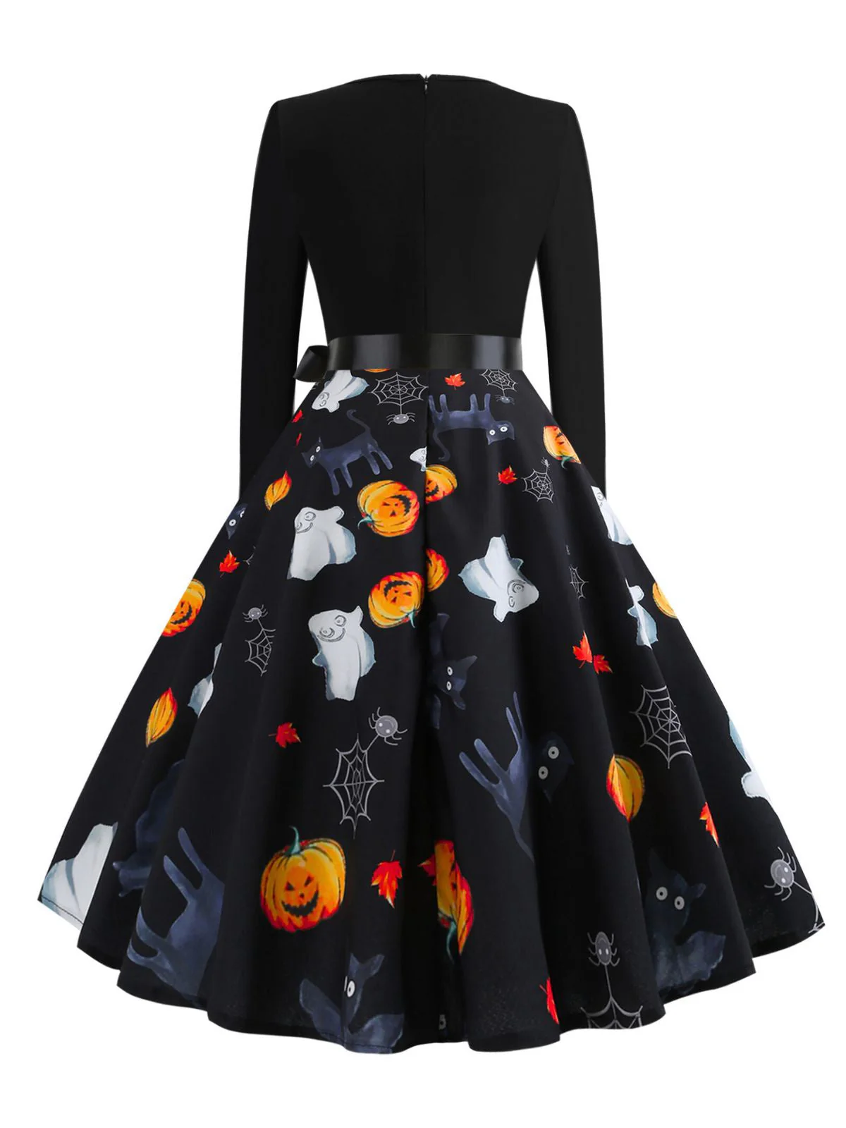 1950er Halloween Kürbis Spinnennetz Blütenblatthals Kleid - Image 4