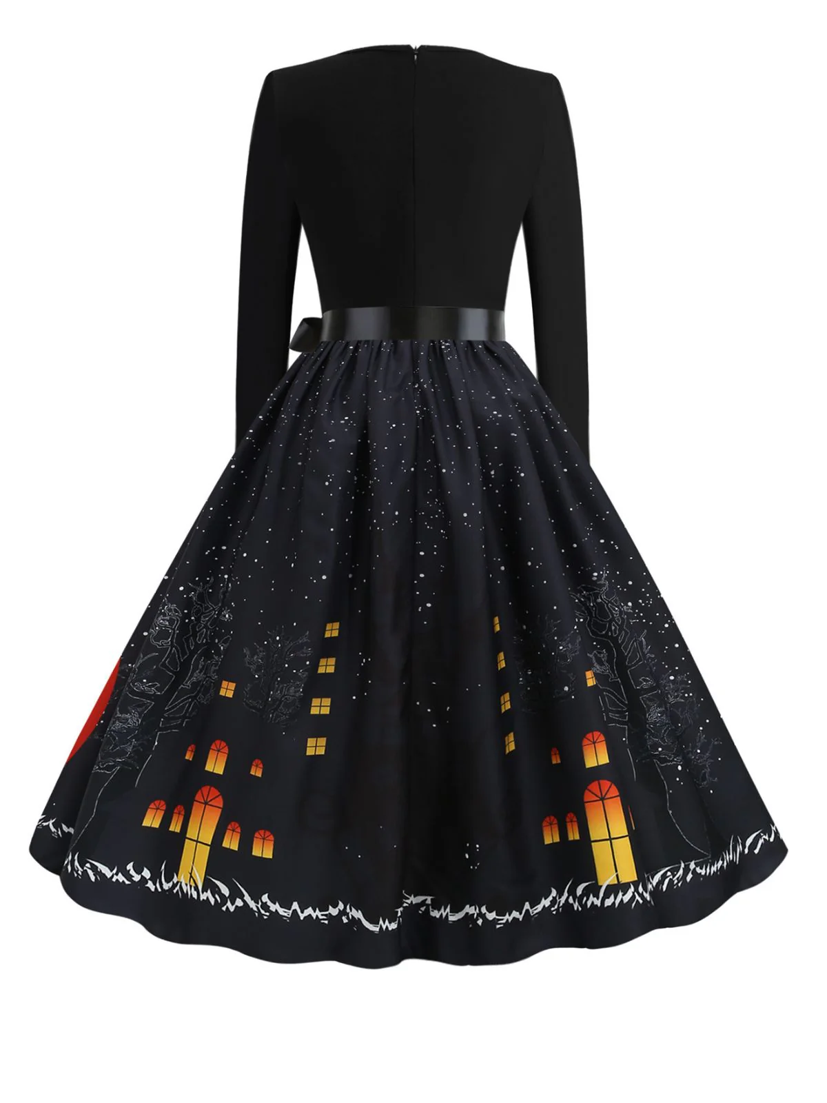 1950er Halloween Kürbis V-Ausschnitt Hepburn Kleid - Image 3