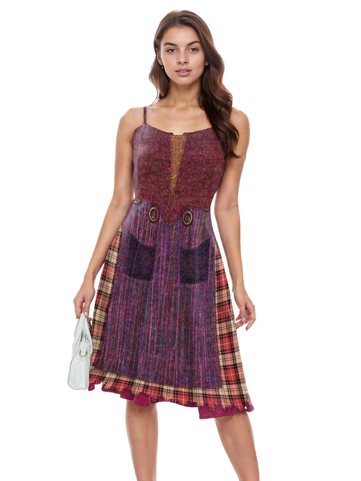 1950er Halloween Hocus Pocus Kostüm Plaid Doppelträger Kleid - Image 2