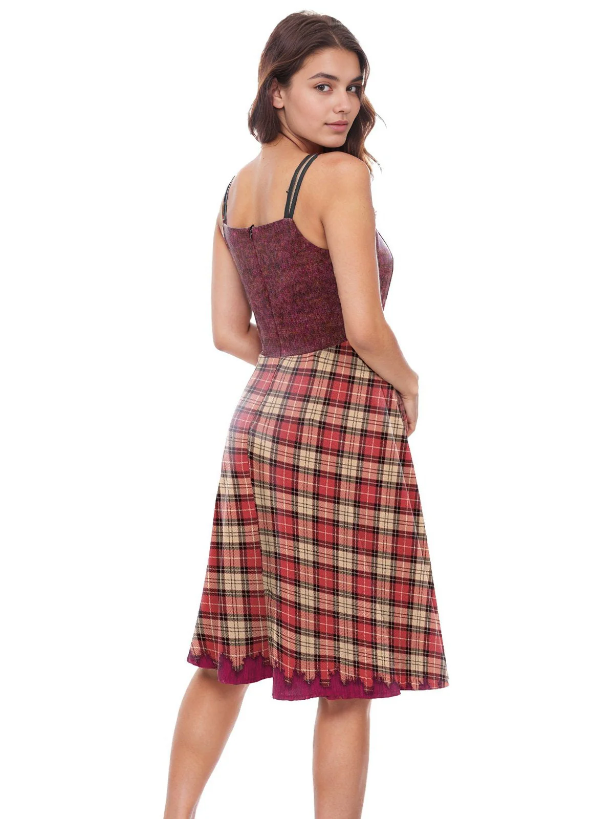 1950er Halloween Hocus Pocus Kostüm Plaid Doppelträger Kleid - Image 3