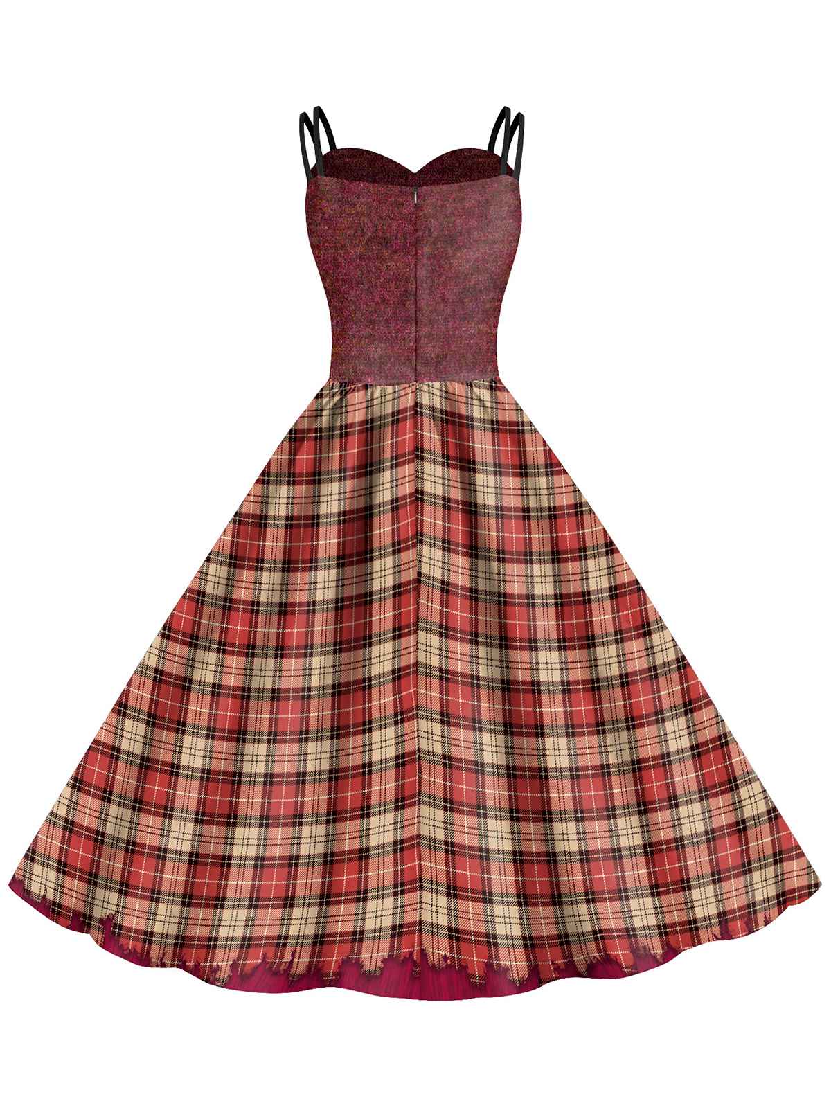 1950er Halloween Hocus Pocus Kostüm Plaid Doppelträger Kleid - Image 5