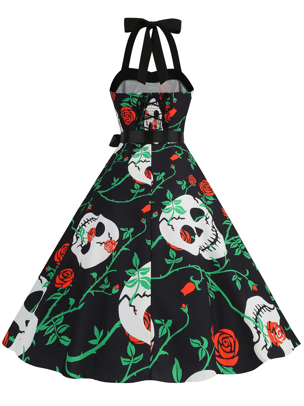 1950er Halloween Schädel Halter Schnürung Kleid - Image 2