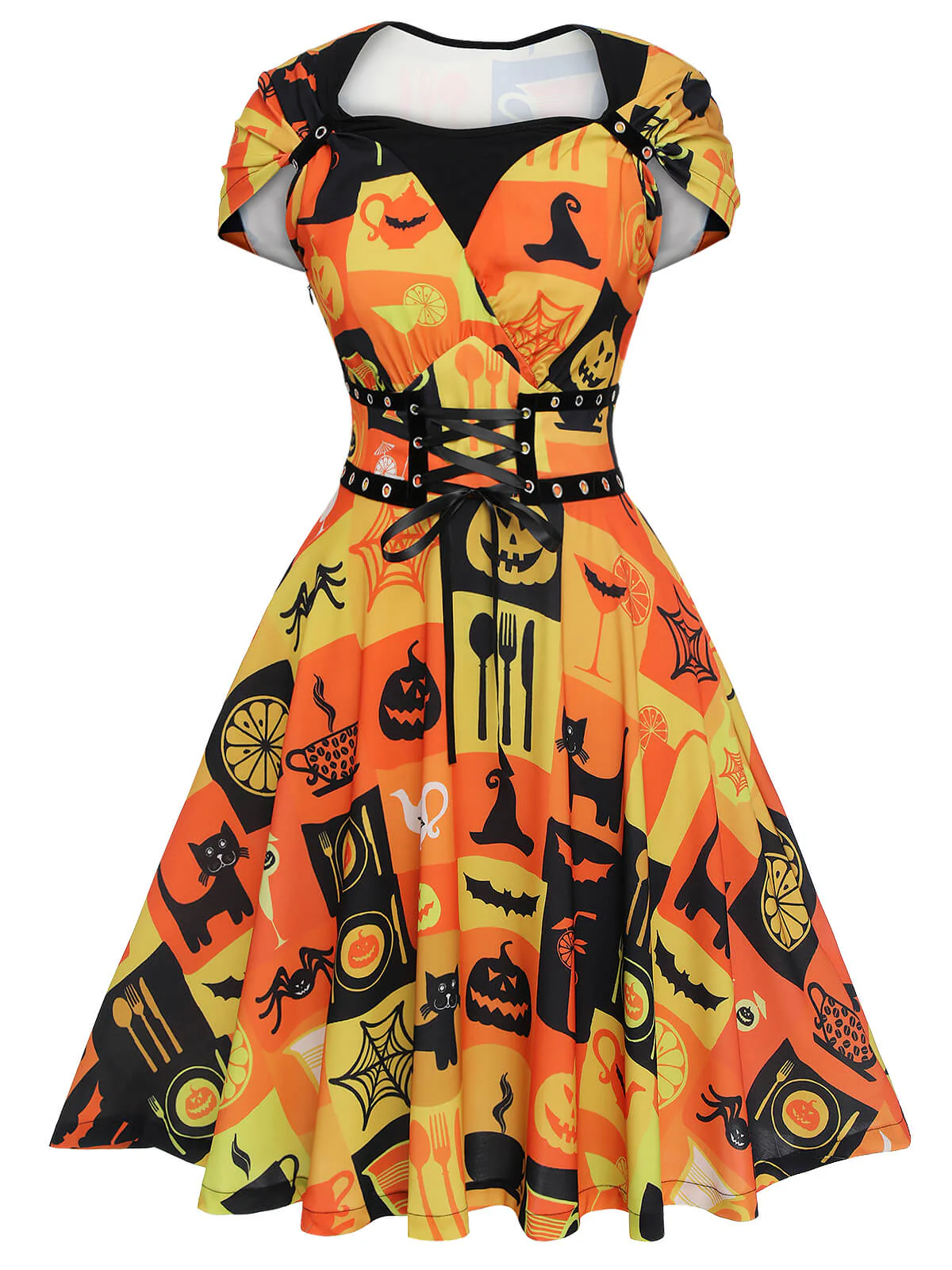 1950er Halloween Schnürkleid mit Peter Pan Kragen - Image 2