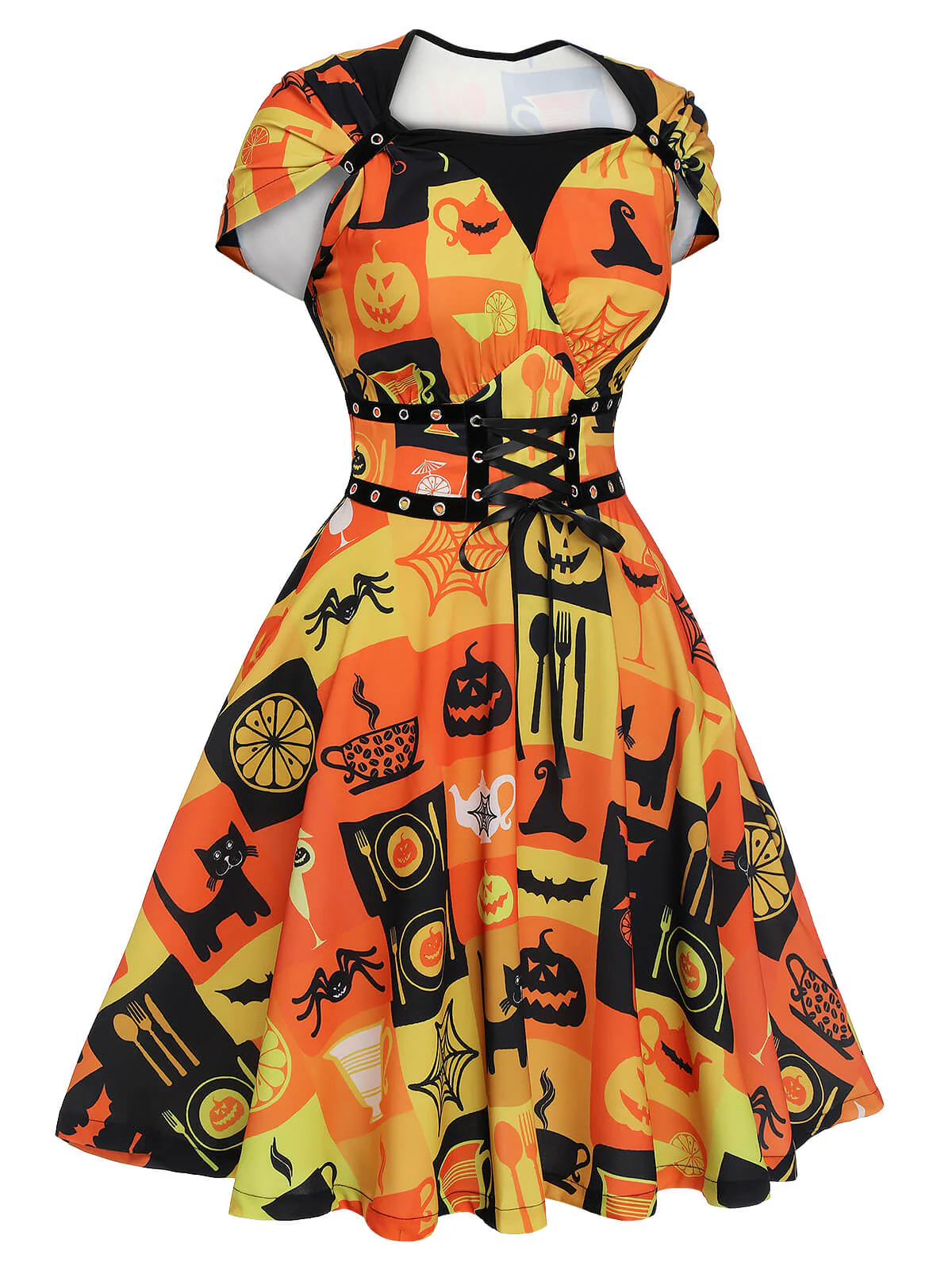 1950er Halloween Schnürkleid mit Peter Pan Kragen - Image 3