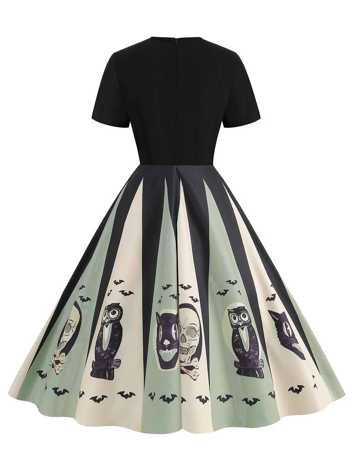 1950er Halloween Spinnennetz Druck Patchwork Kleid - Image 3