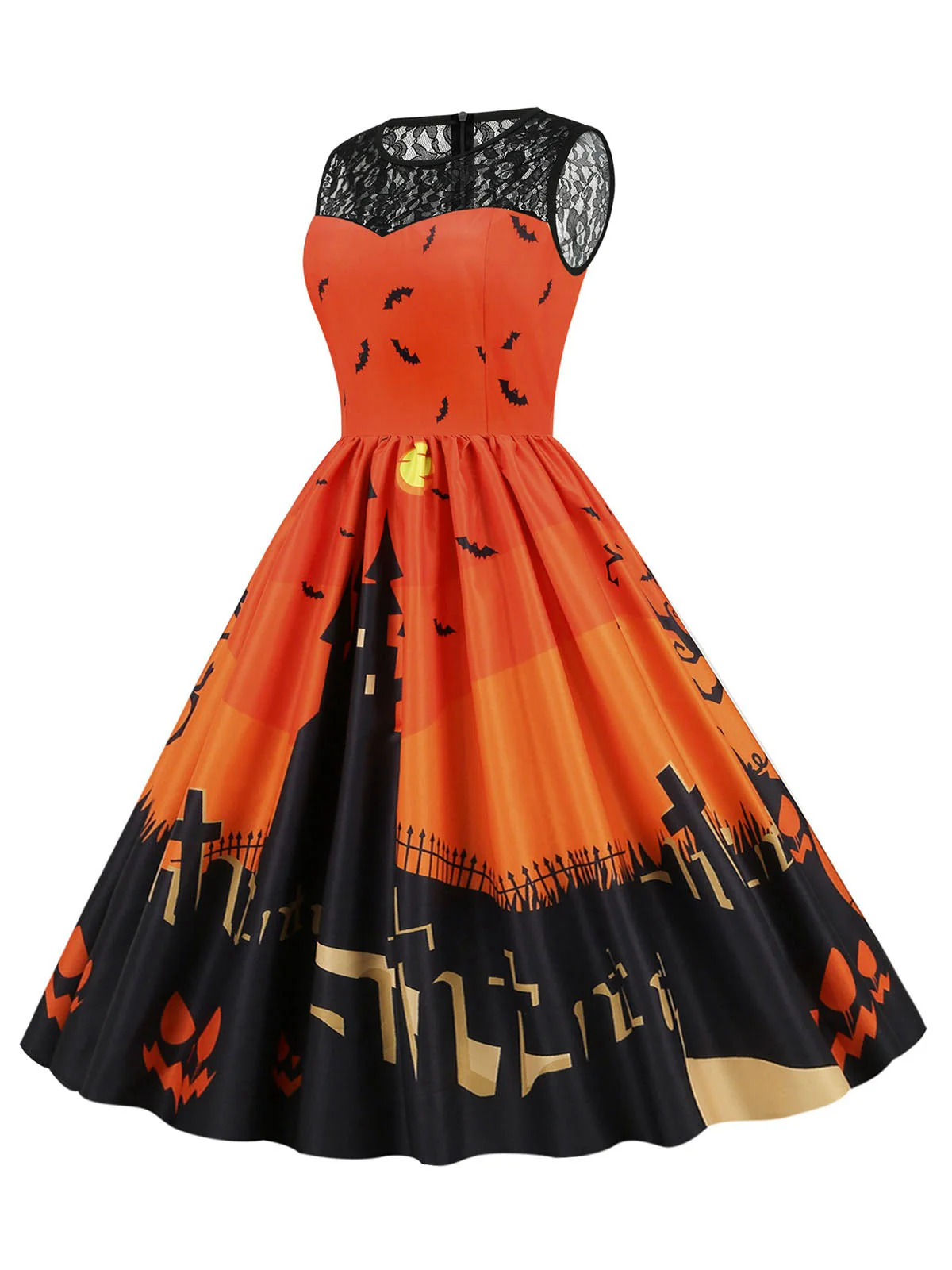 1950er Halloween Spitze Patchwork Ärmelloses Kleid - Image 2