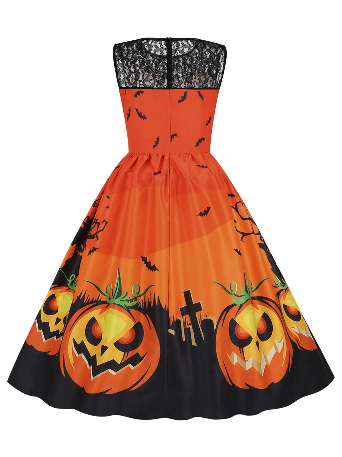 1950er Halloween Spitze Patchwork Ärmelloses Kleid - Image 3