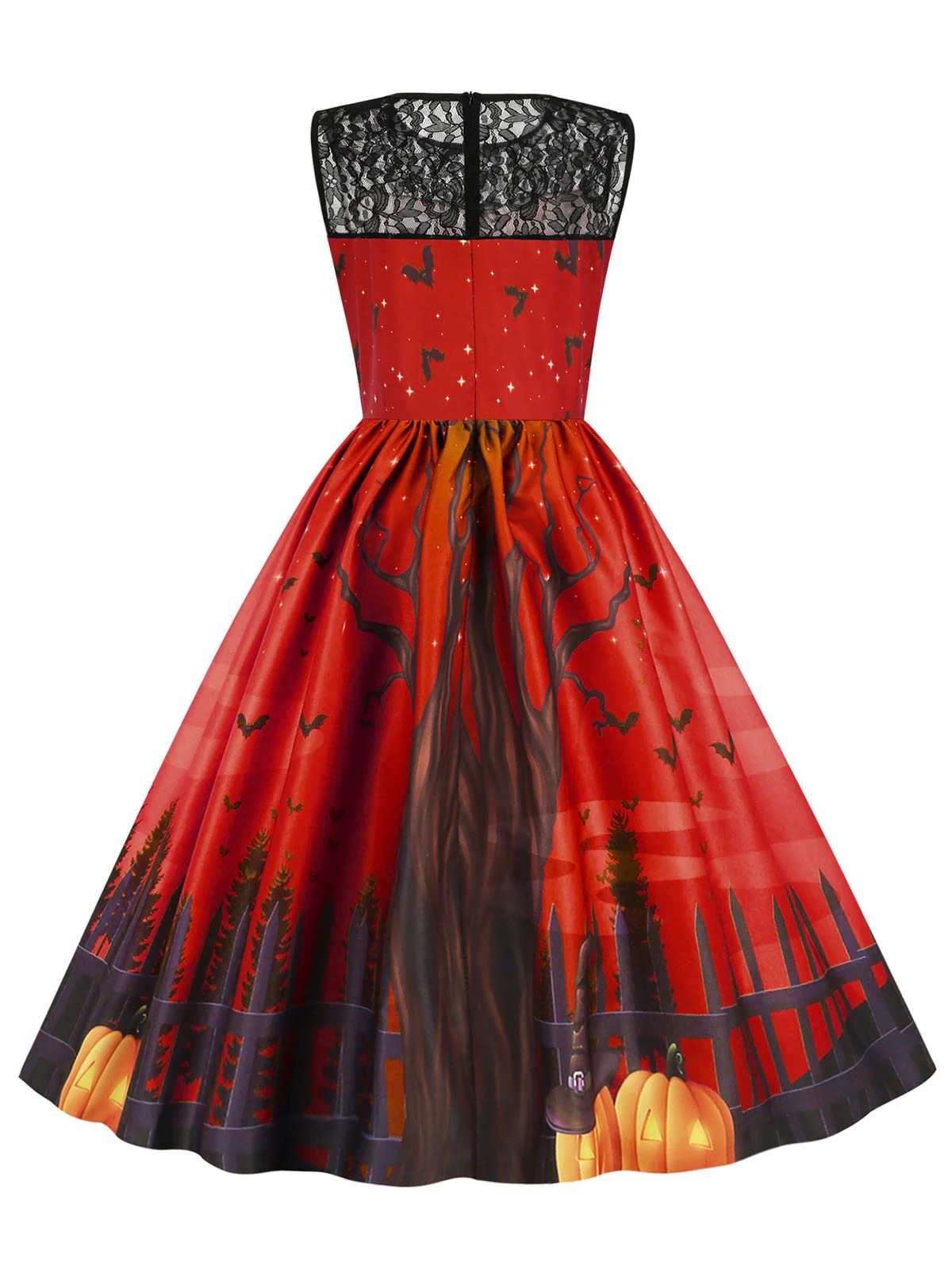 1950er Halloween Spitze Patchwork Ärmelloses Kleid - Image 6