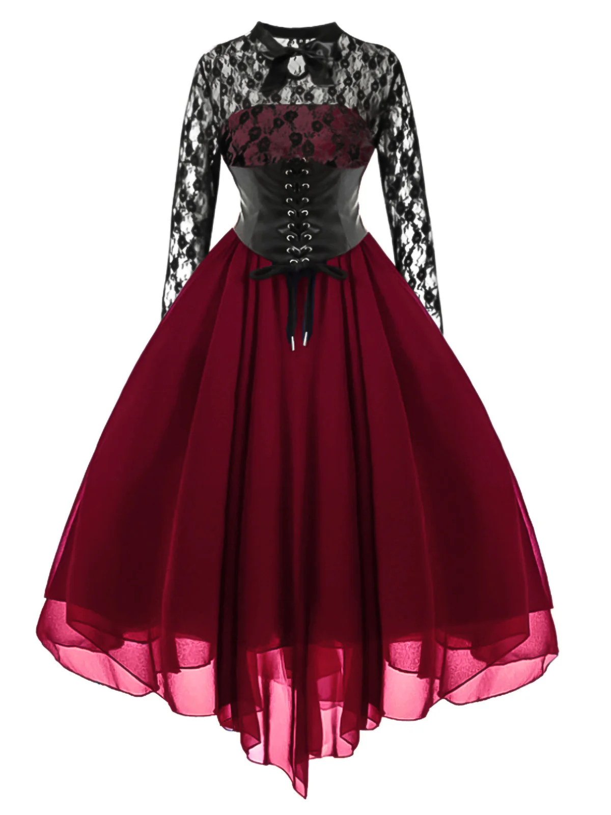 1950er Gothic Steampunk Spitzen Swing Kleid - Image 4