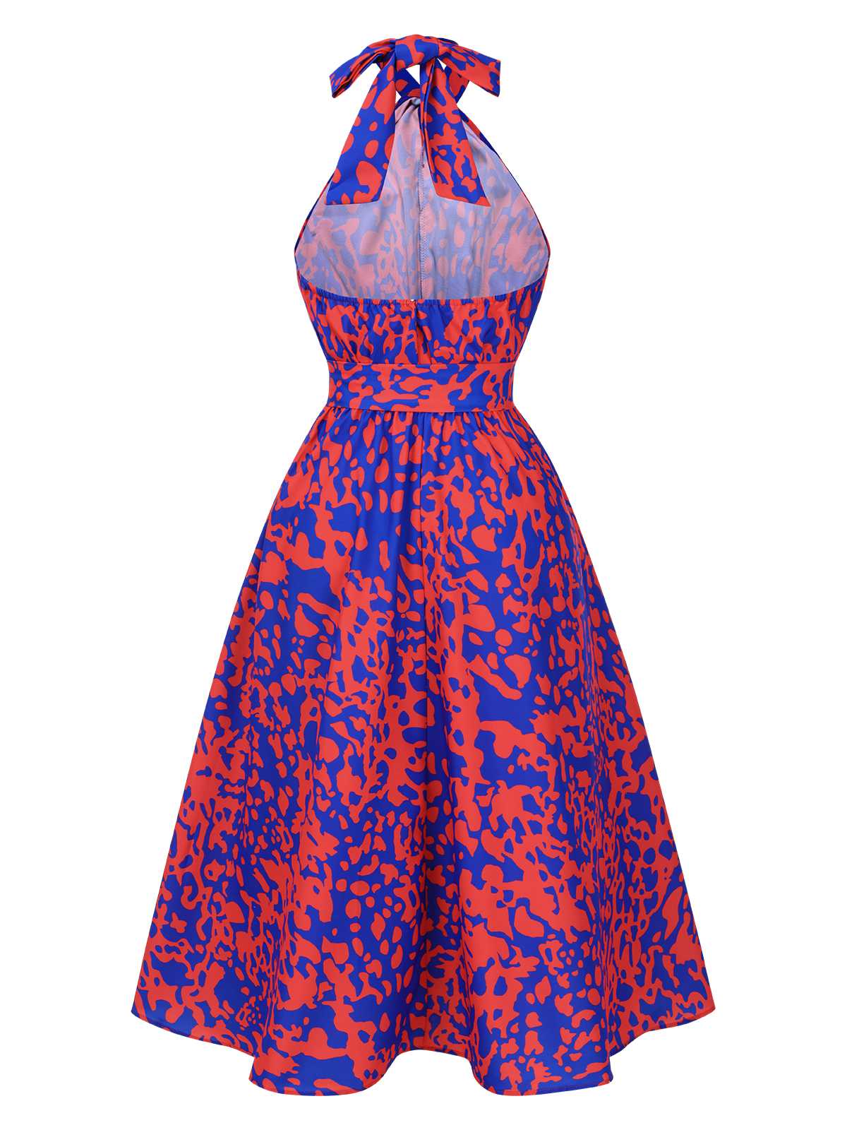 1950er Halter Abstrakter Druck Rückenfrei Swing Kleid - Image 2