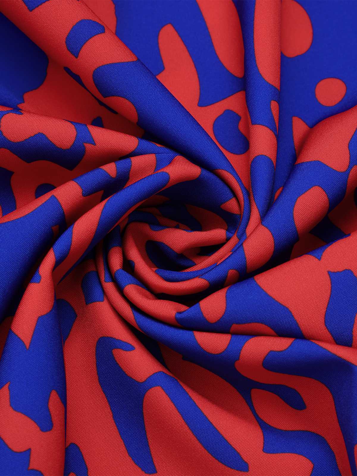 1950er Halter Abstrakter Druck Rückenfrei Swing Kleid - Image 3