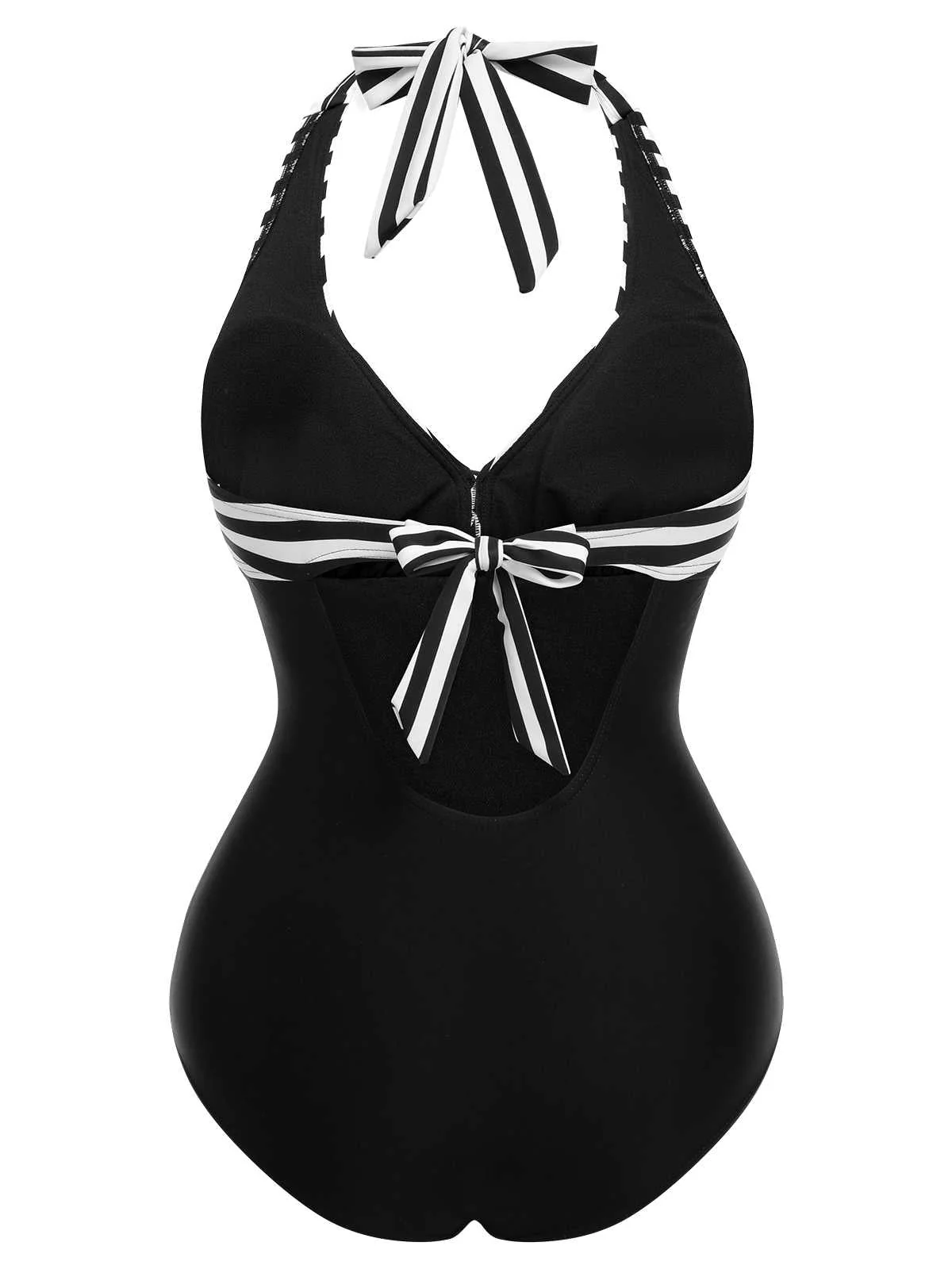 1950er Halter Gestreifter Einteiliger Badeanzug - Image 18